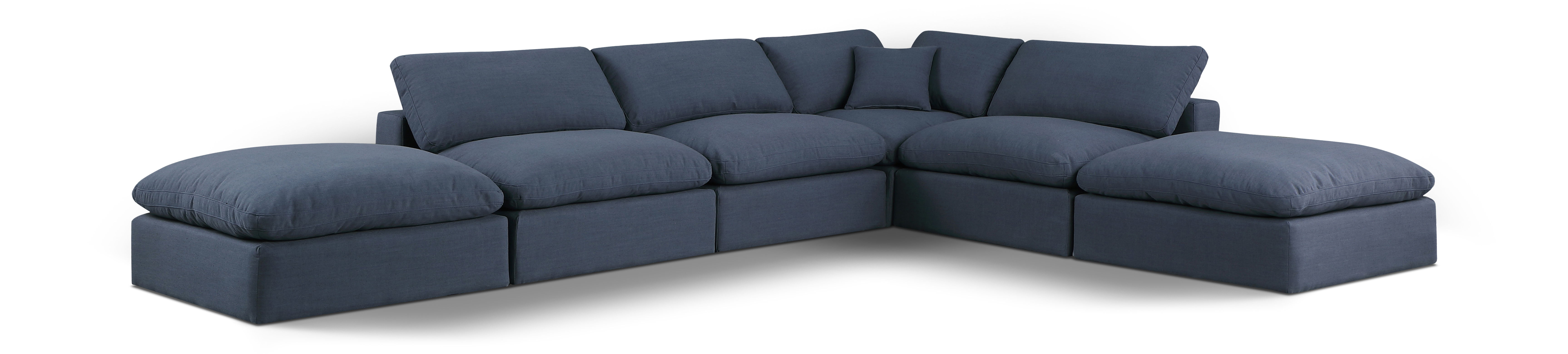 Comfy - 6 Piece Linen Modular Sectional - Blue