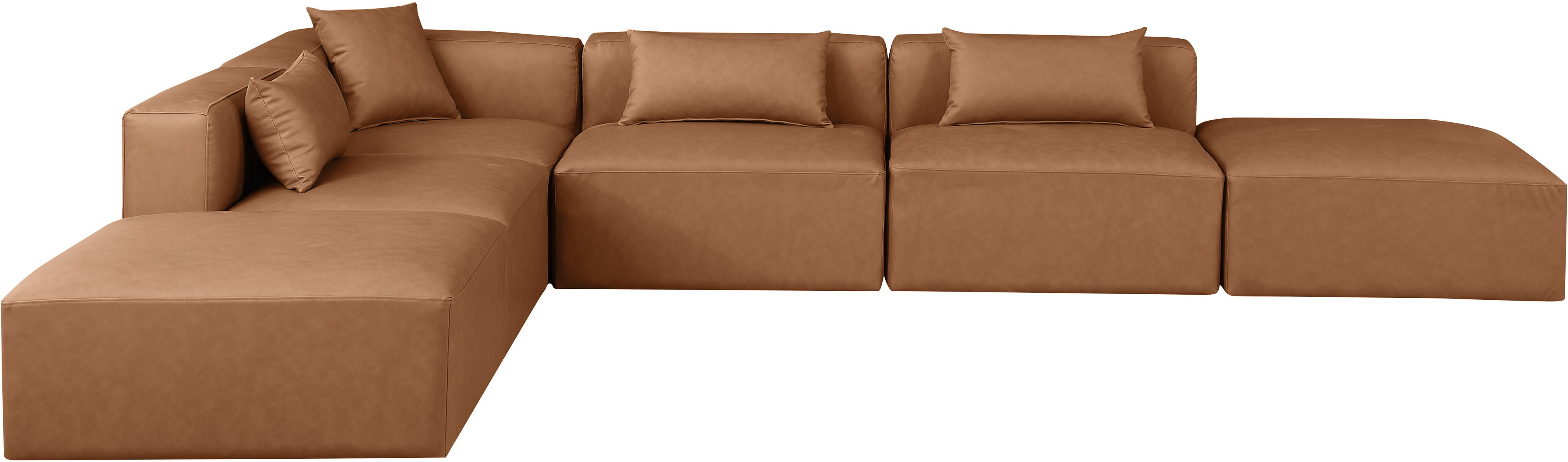Cube - 6 Piece Modular Corner Armless Sectional - Brown