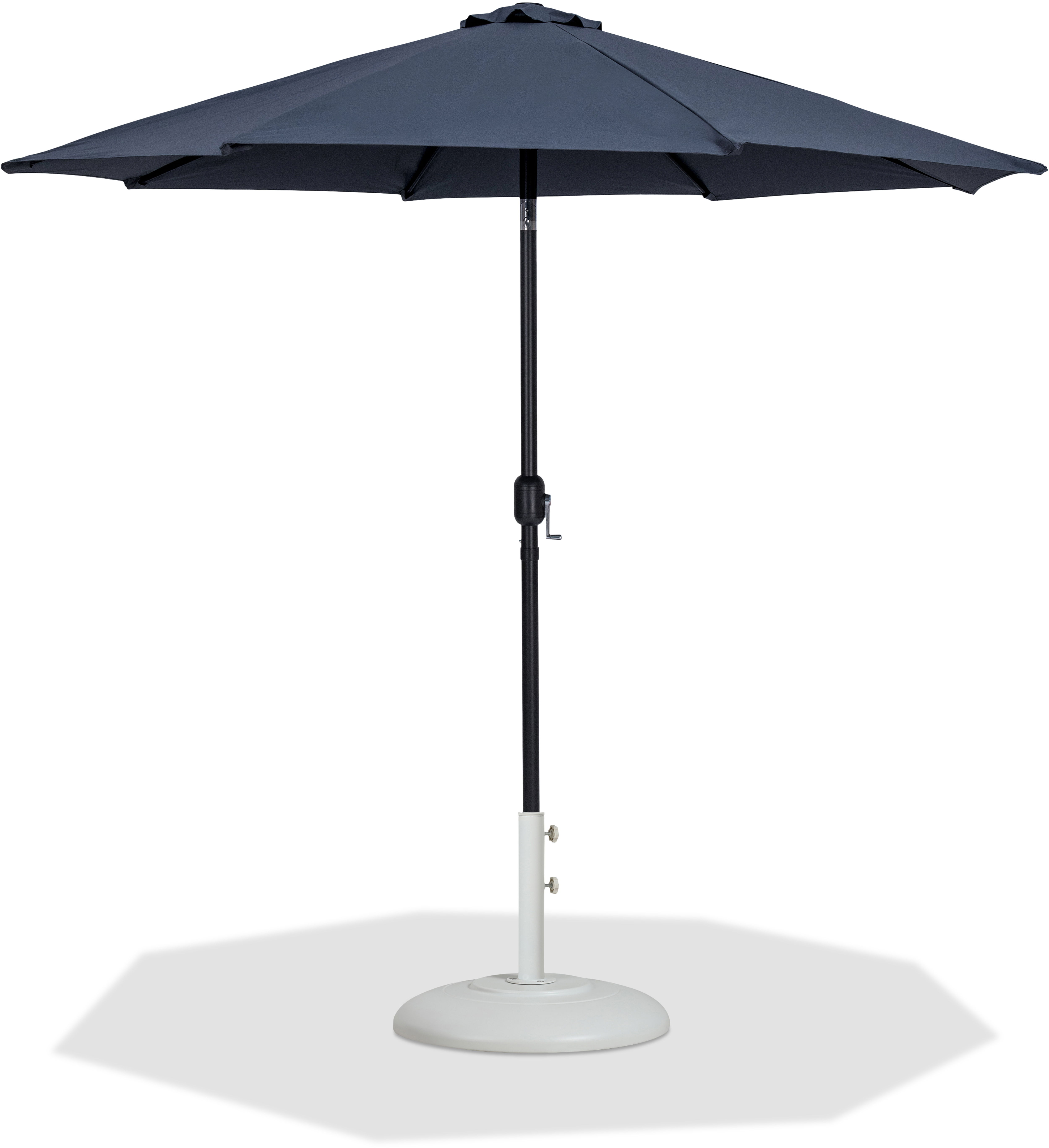 Fiji - Aluminum Patio Umbrella With Round White And Black Base - Gray