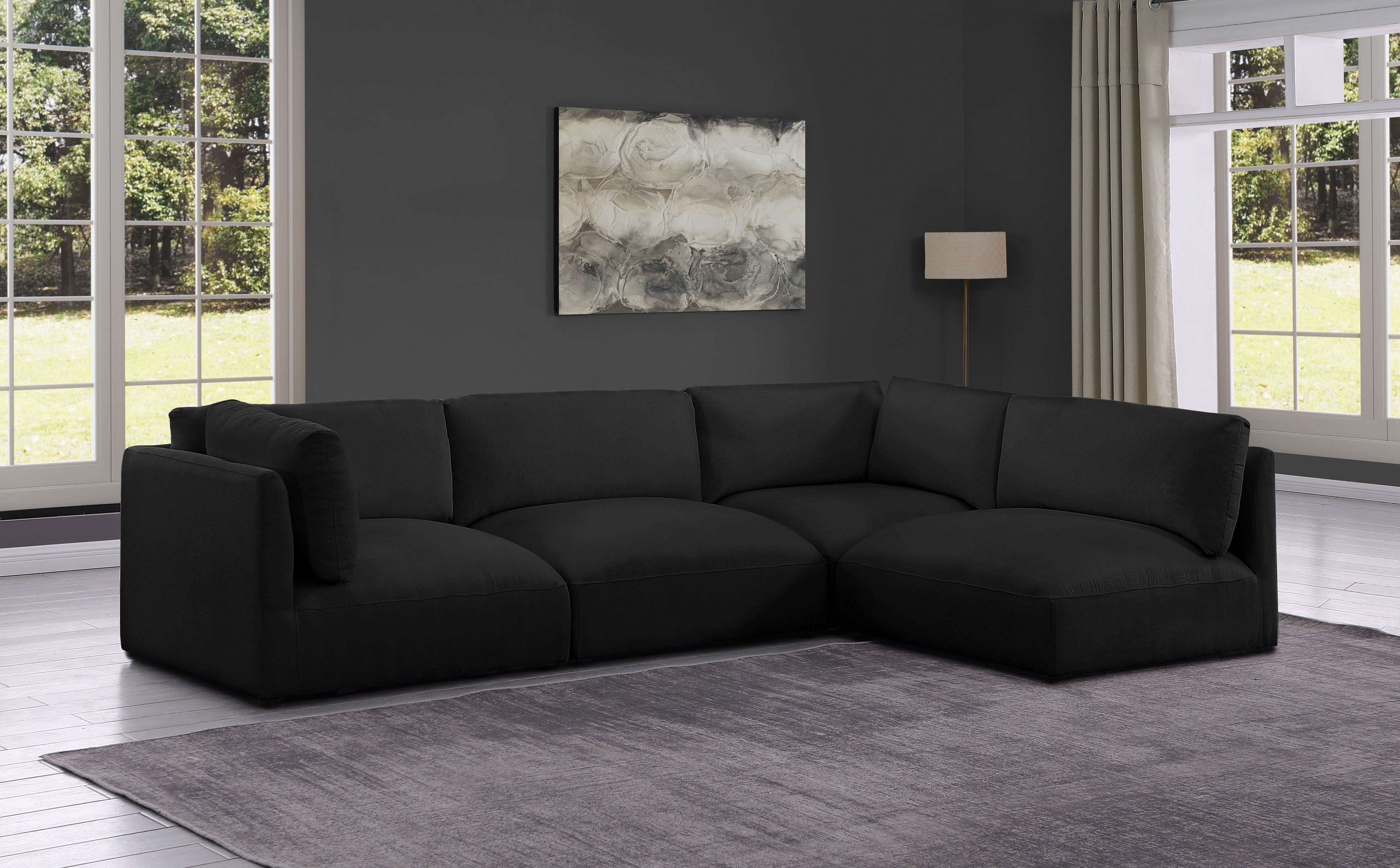 Ease - 4 Piece Modular Corner Sectional - Black
