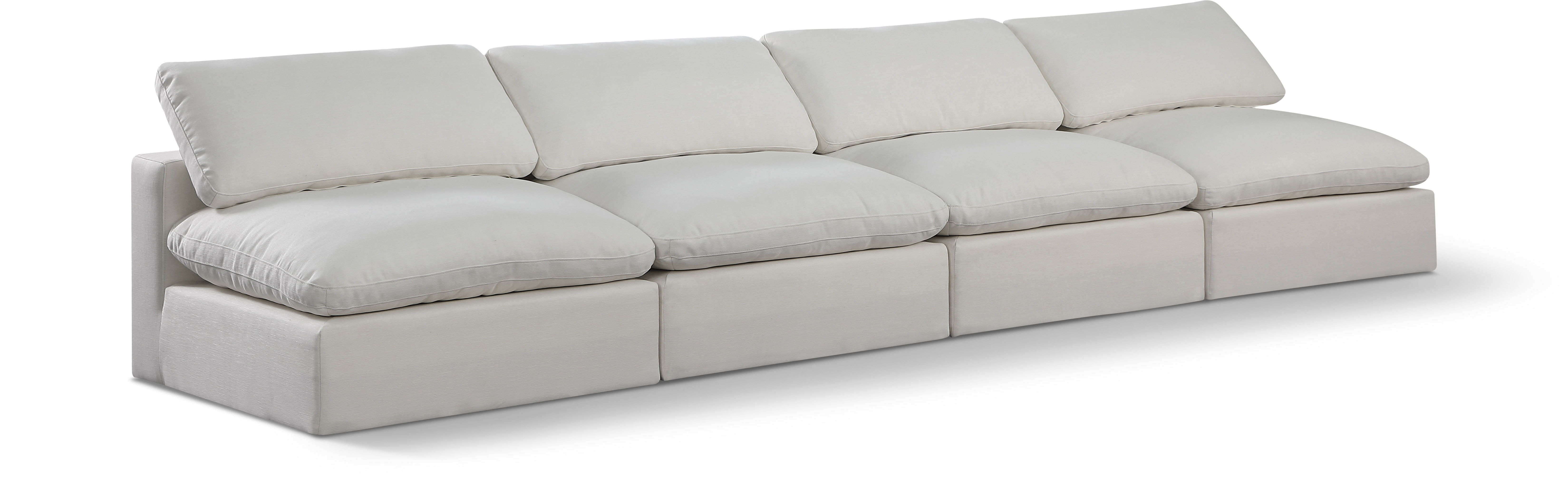 Comfy - Linen Modular Armless Sofa 4 Seats - Cream