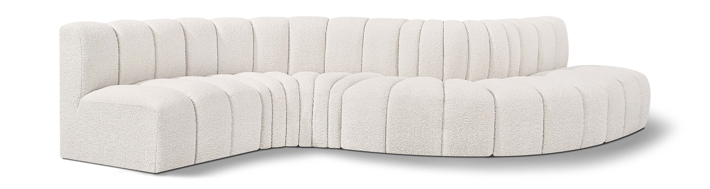 Arc - Boucle Fabric 6 Piece Curved Modular Sofa - Cream
