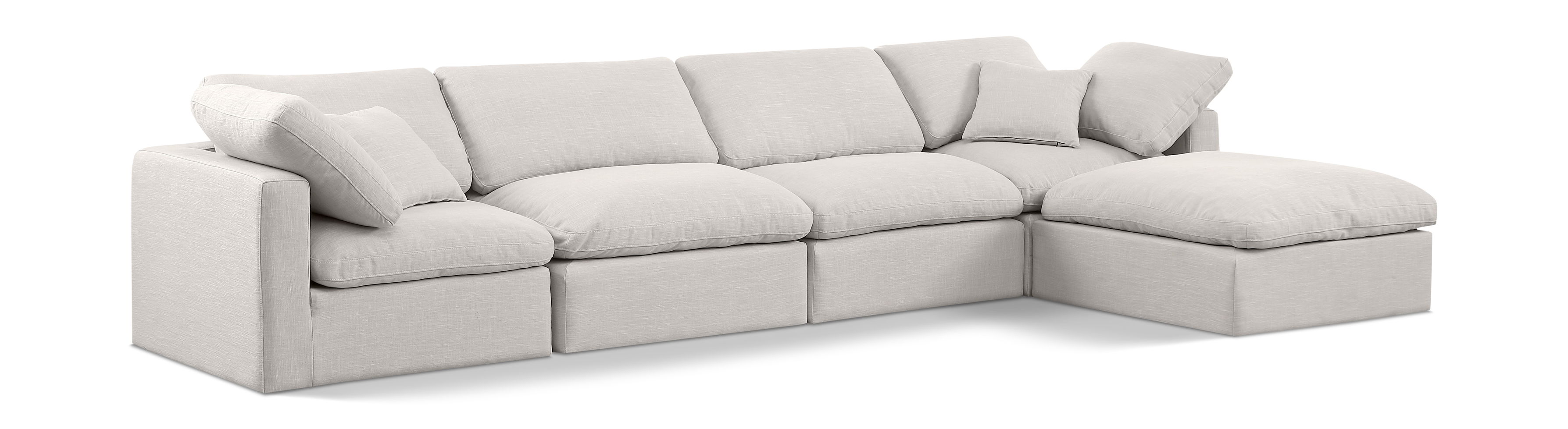 Indulge - Linen 5 Piece Modular Sectional With Chaise - Cream