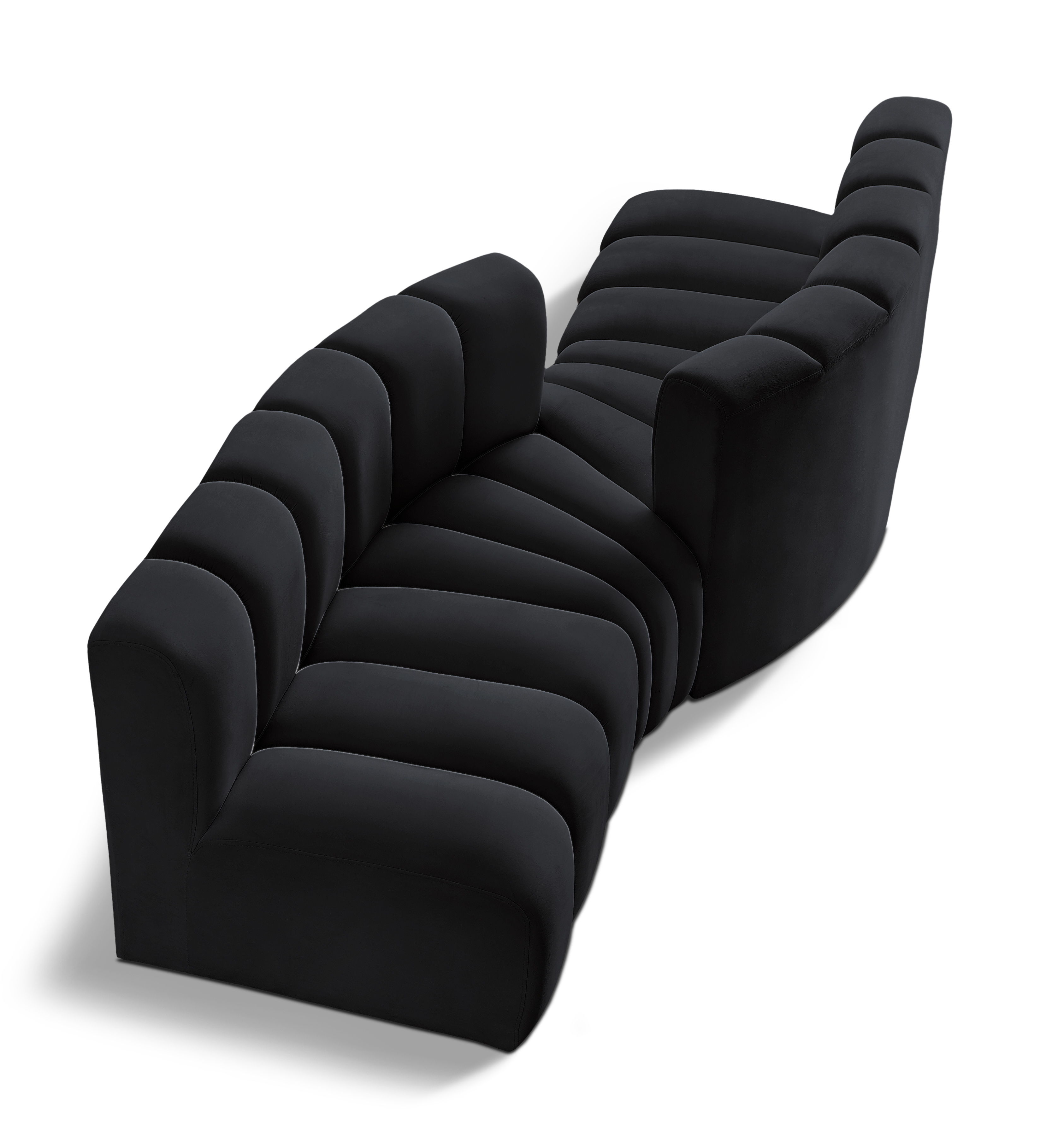 Arc - Velvet 4 Piece Sofa - Black