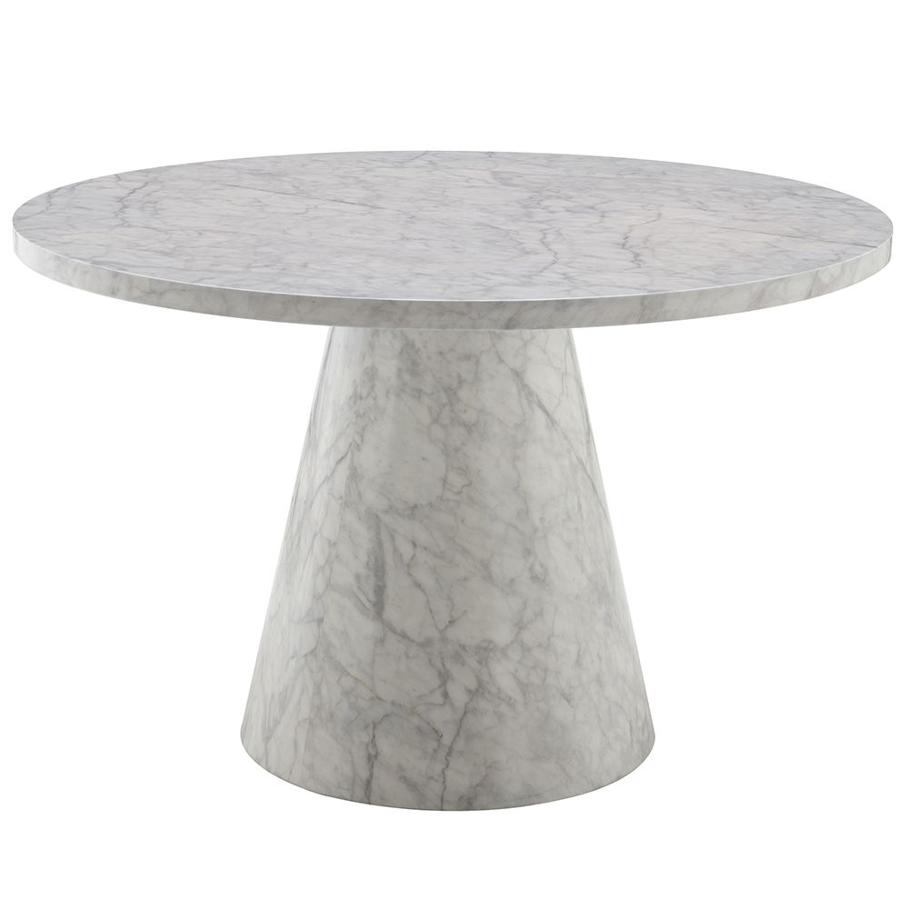 Kacey - Round Dining Table - Engineered Stone, white, view 2