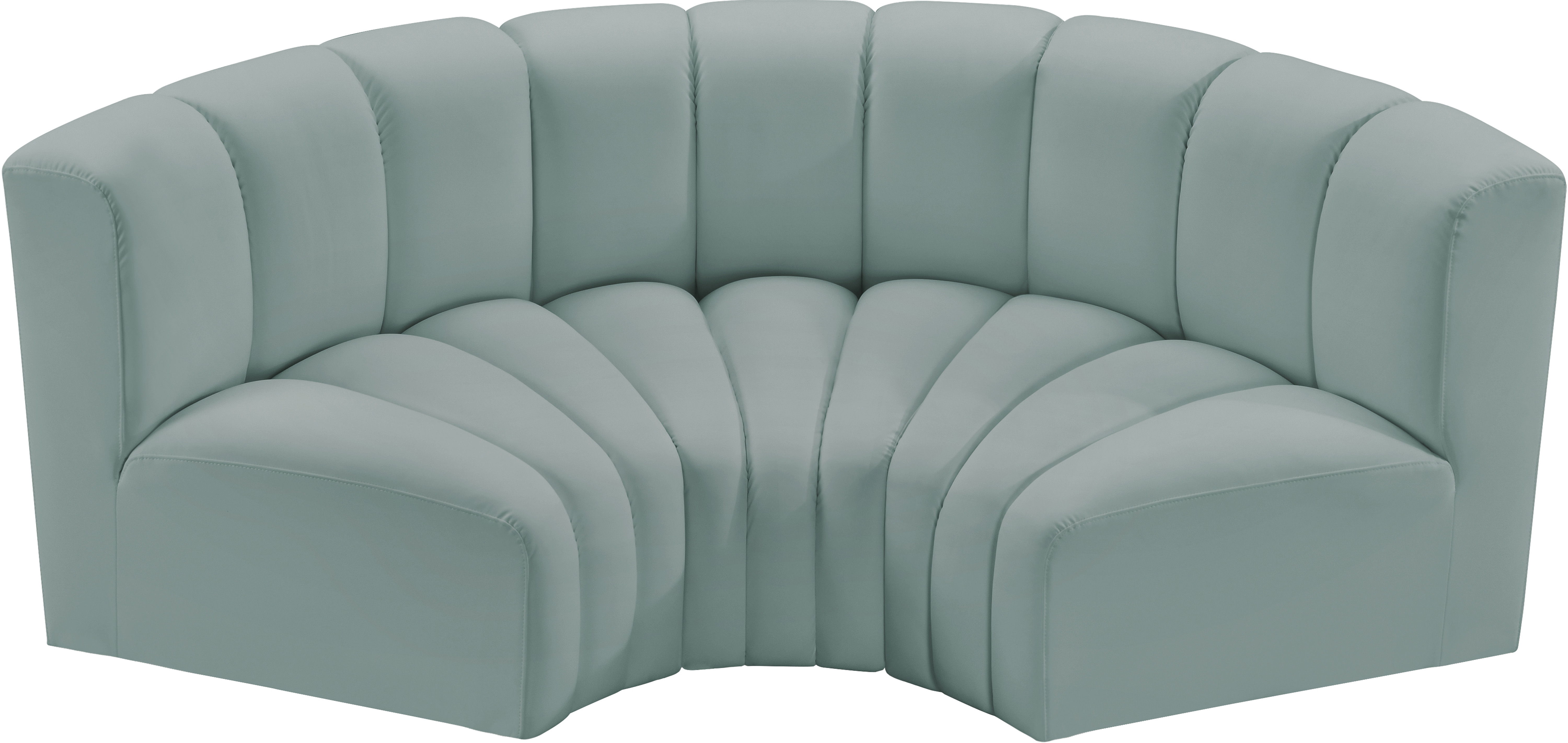 Arc - Faux Leather 3 Piece Modular U-Shaped Sofa - Mint Green
