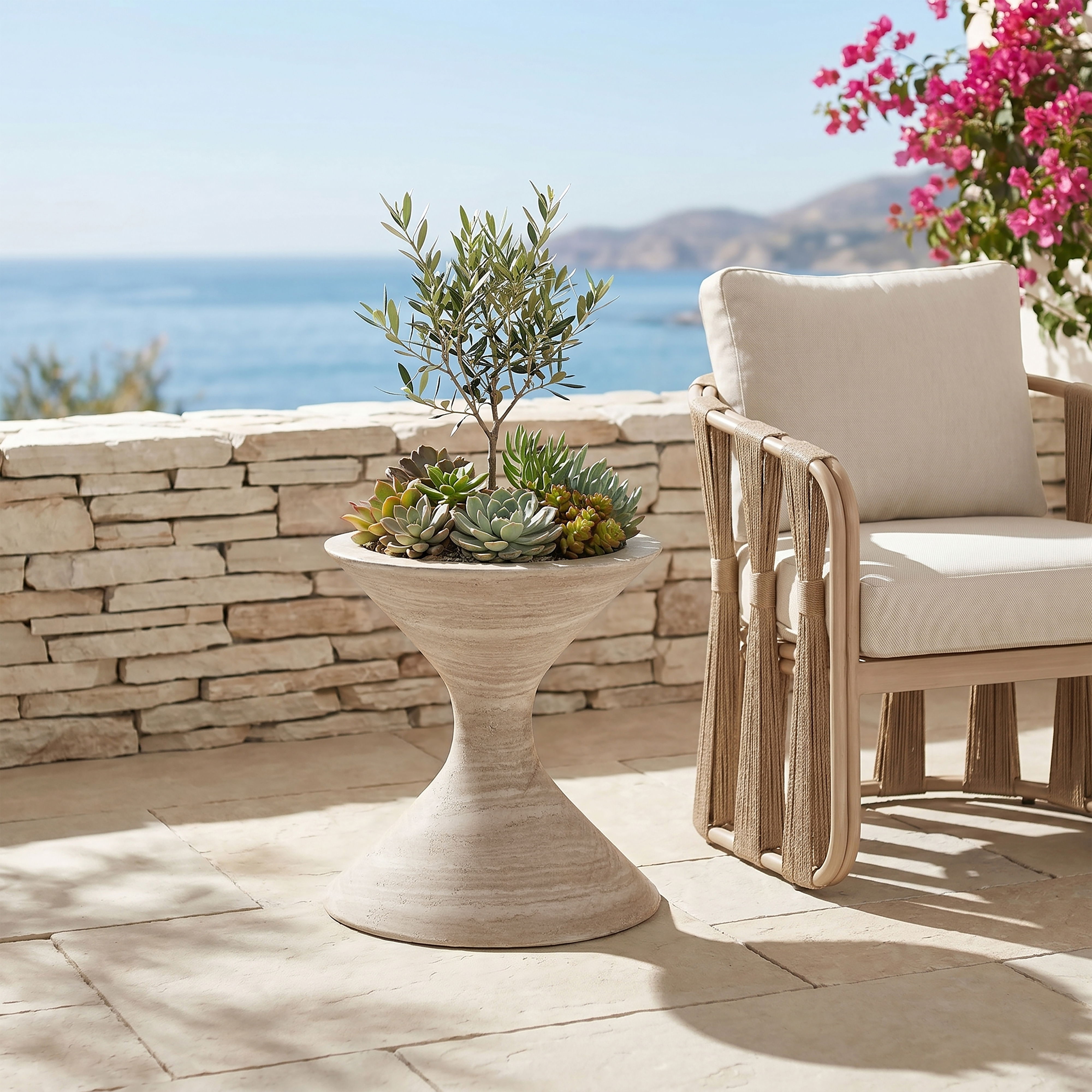 Vessa - 18" Indoor / Outdoor Concrete Planter - Travertine