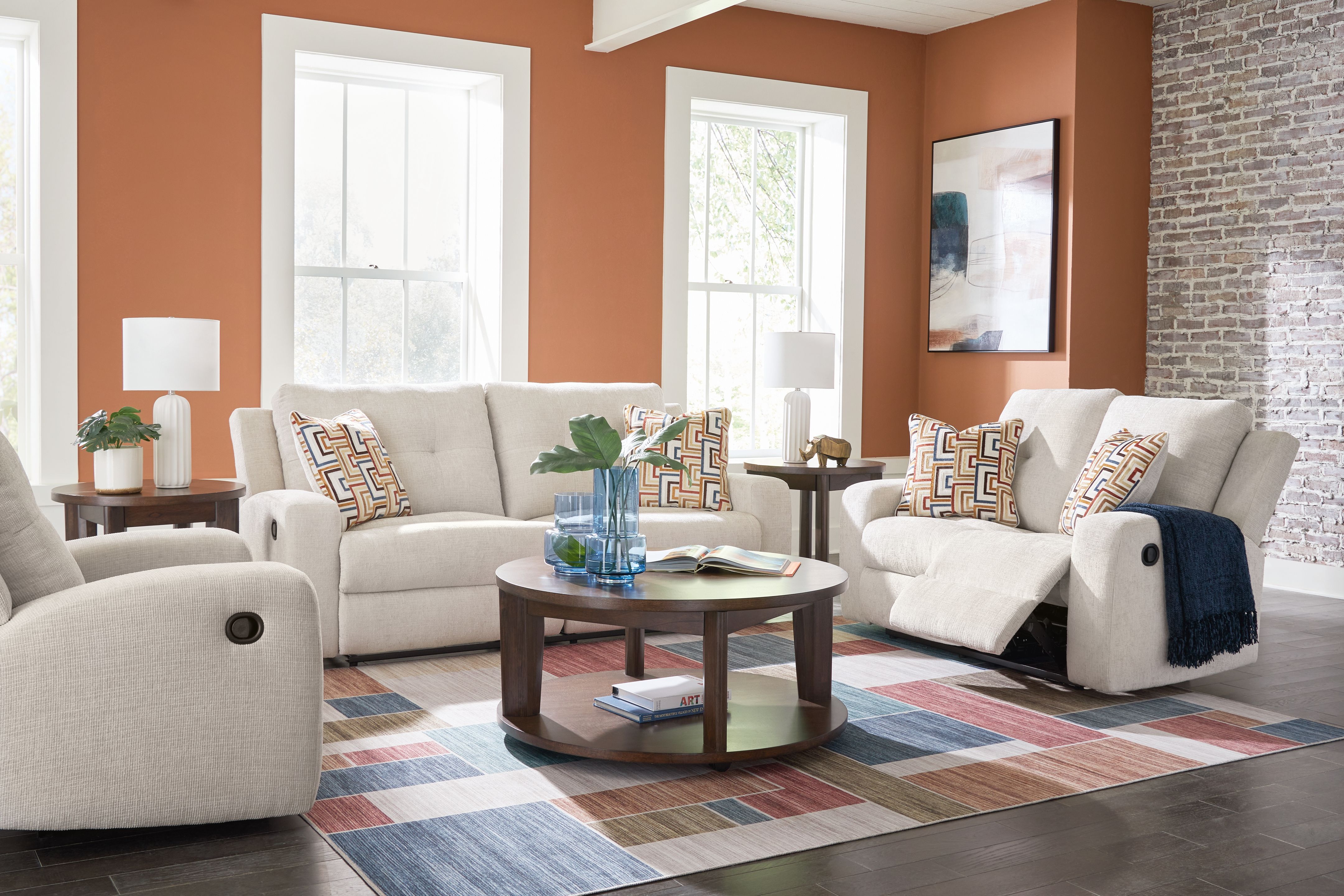 Ashley Danum - Stone - 3 Pc. - Reclining Sofa, Reclining Loveseat, Recliner