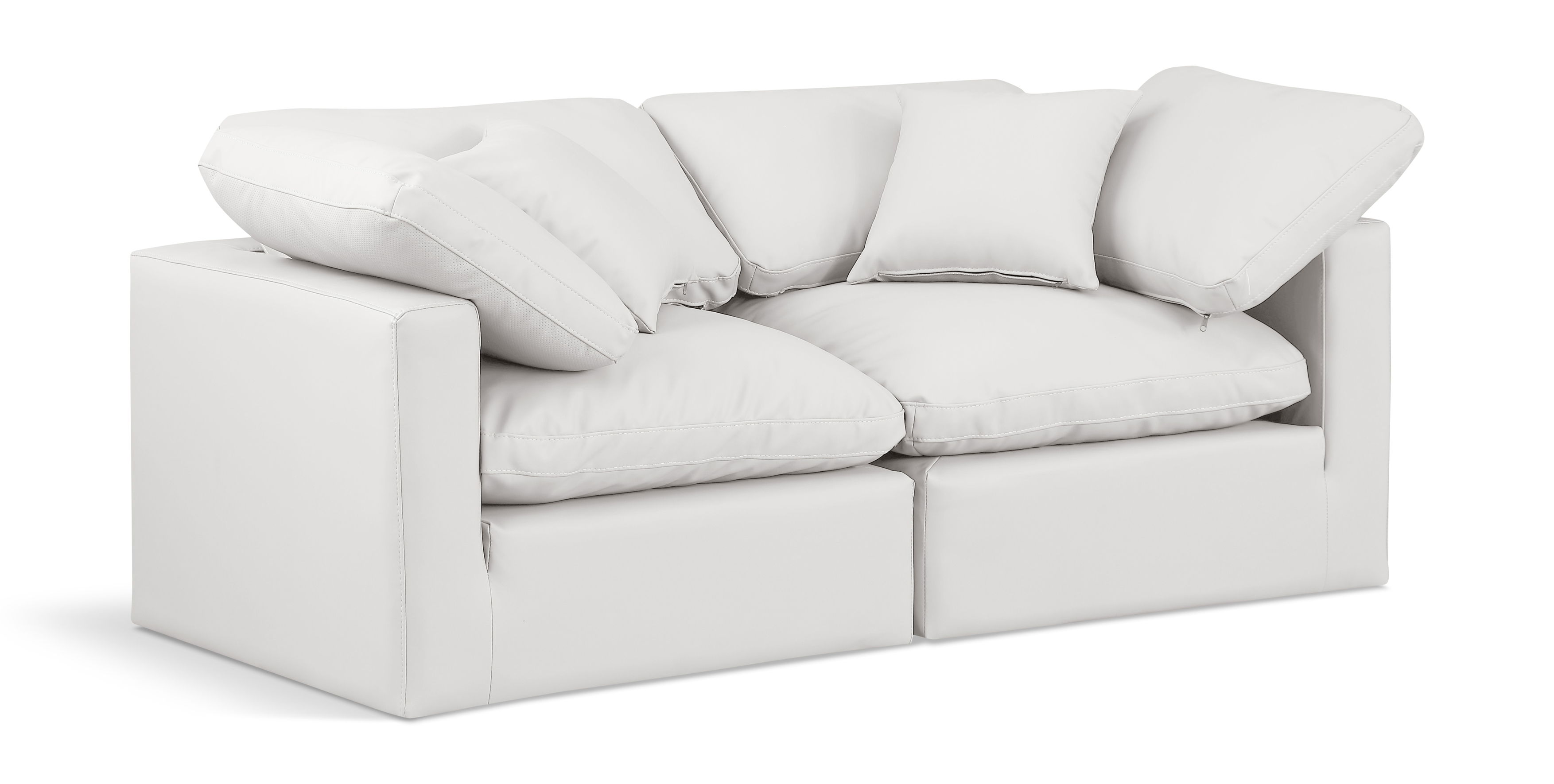 Indulge - Faux Leather 2 Seat Modular Sofa - Cream