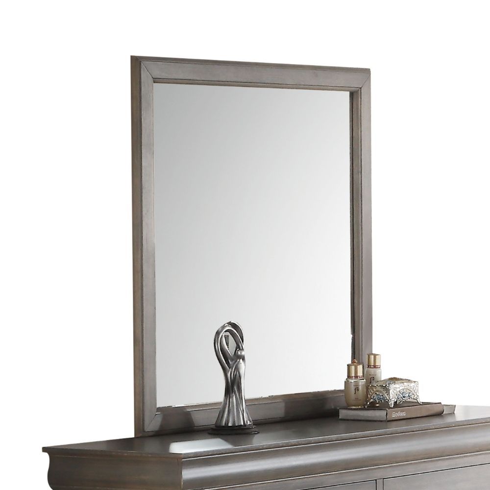 Louis Philippe III - Gray Mirror - Antique Gray, dark brown