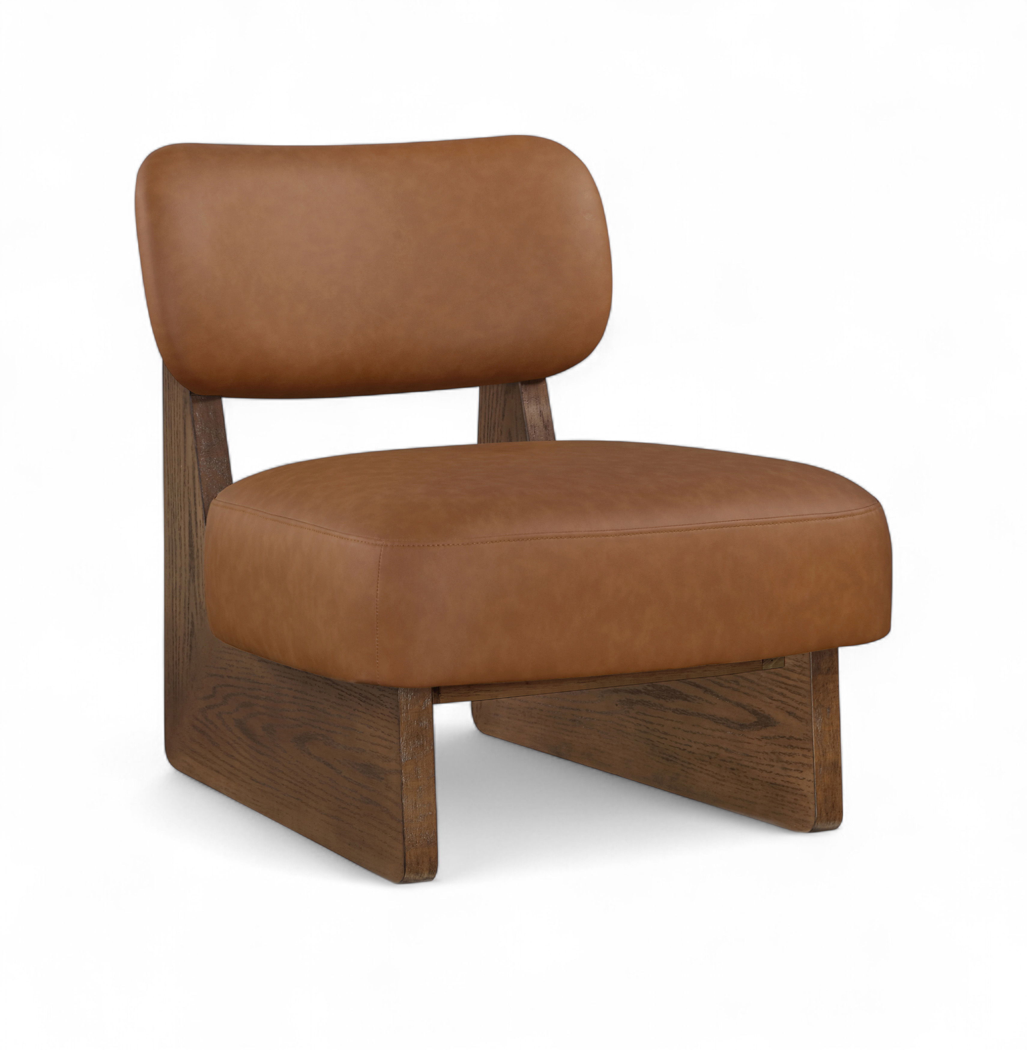 Vetra - Vegan Leather Upholstered Accent Chair - Cognac / Painted Brown