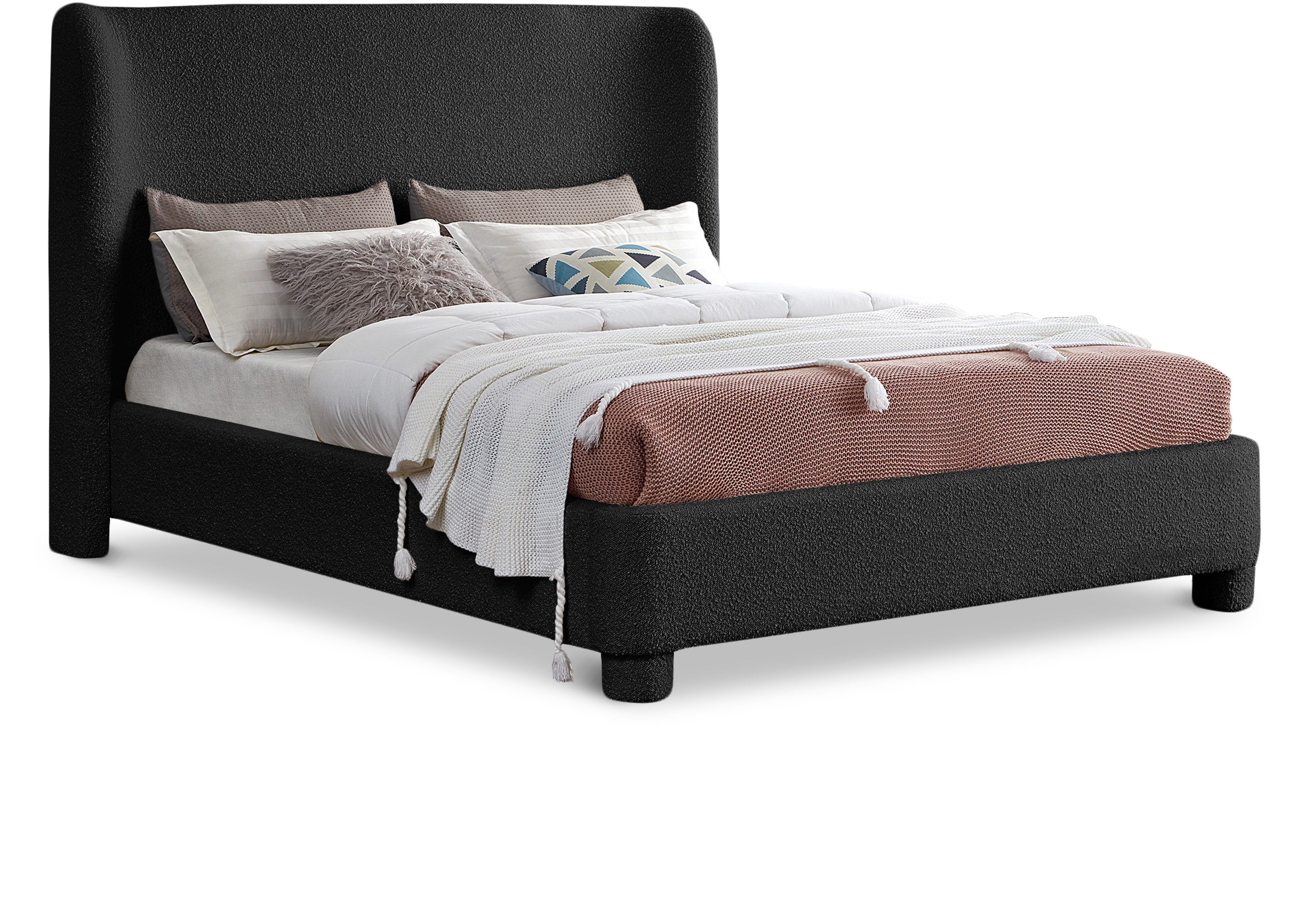 Penny - Boucle Fabric Full Bed - Black