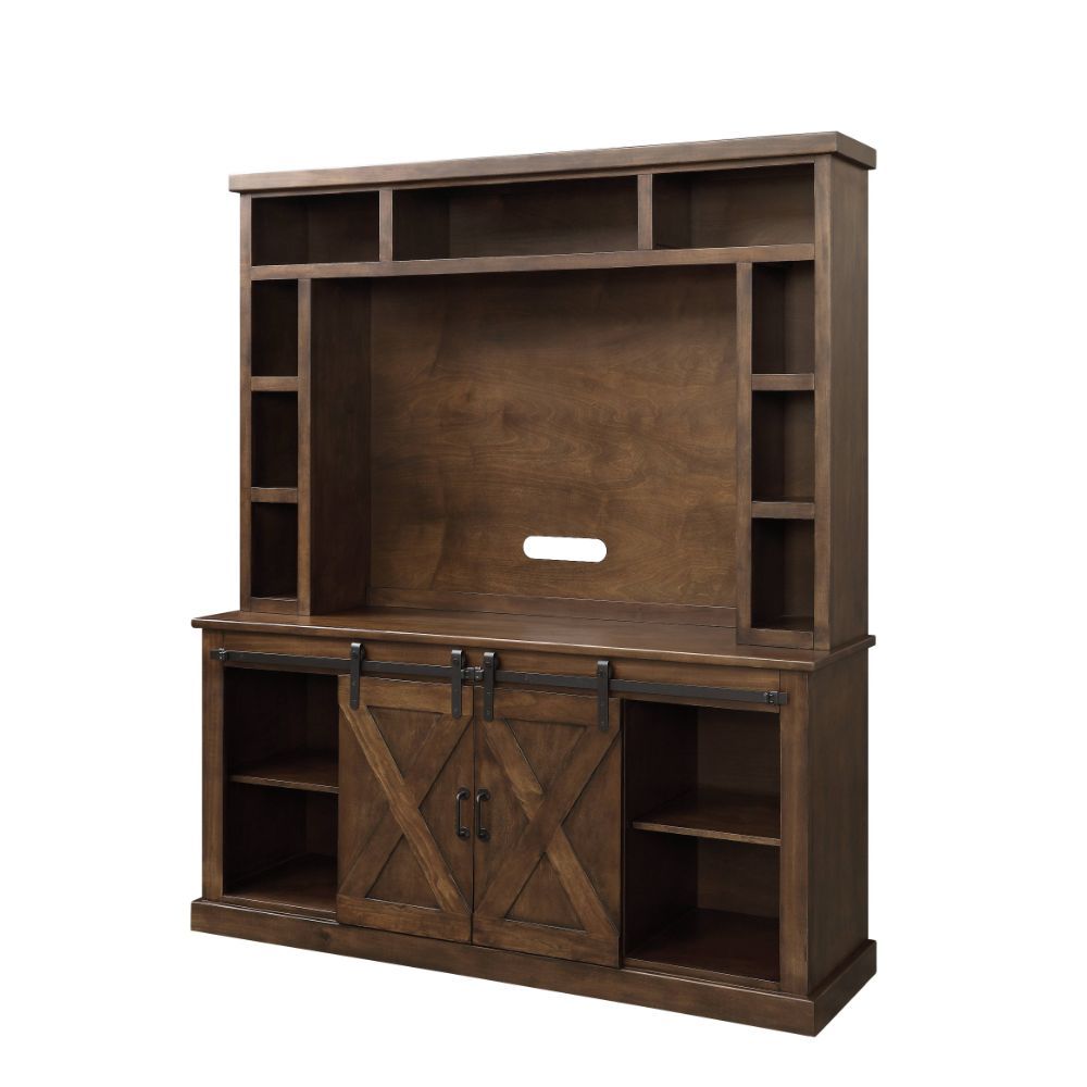 Aksel - Entertainment Center (Include 91617Fir) - Walnut, dark brown