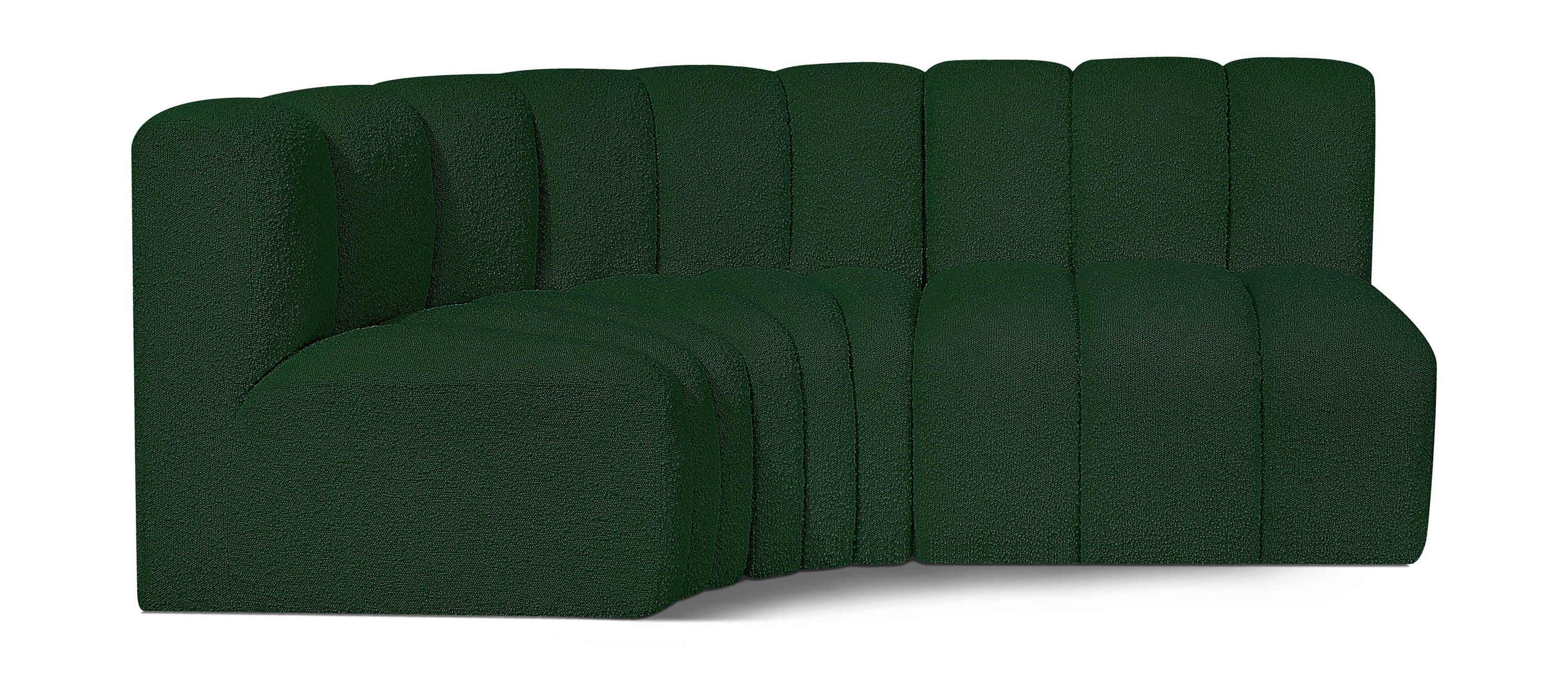 Arc - Boucle Fabric 3 Piece Sofa - Green