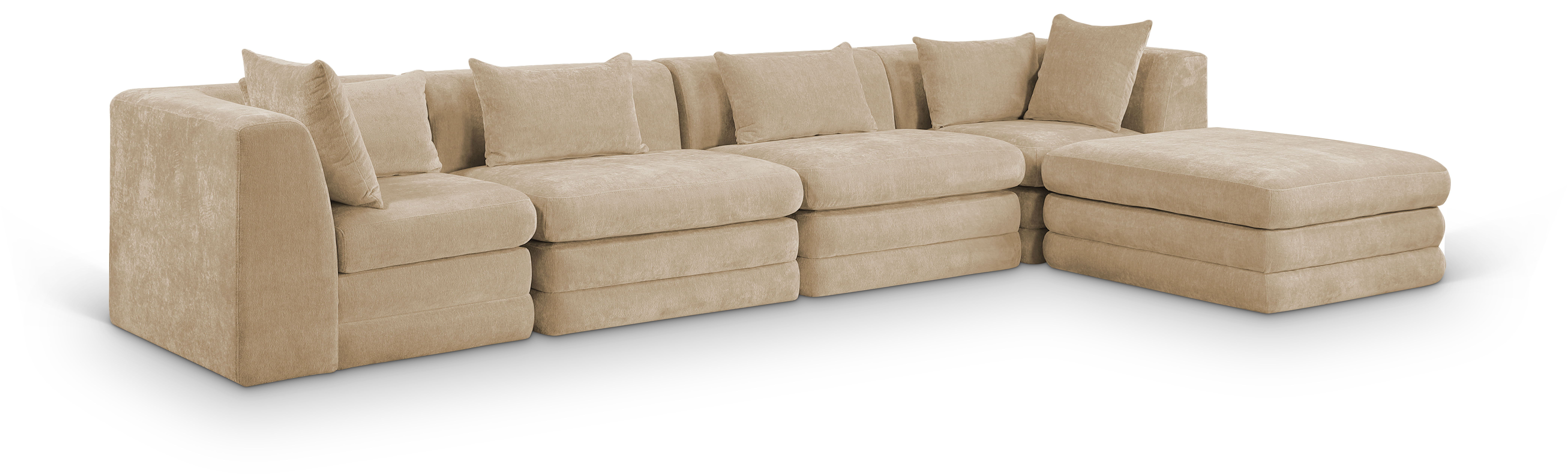 5 Pc · Chenille Fabric 152" Upholstered Modular Sectional