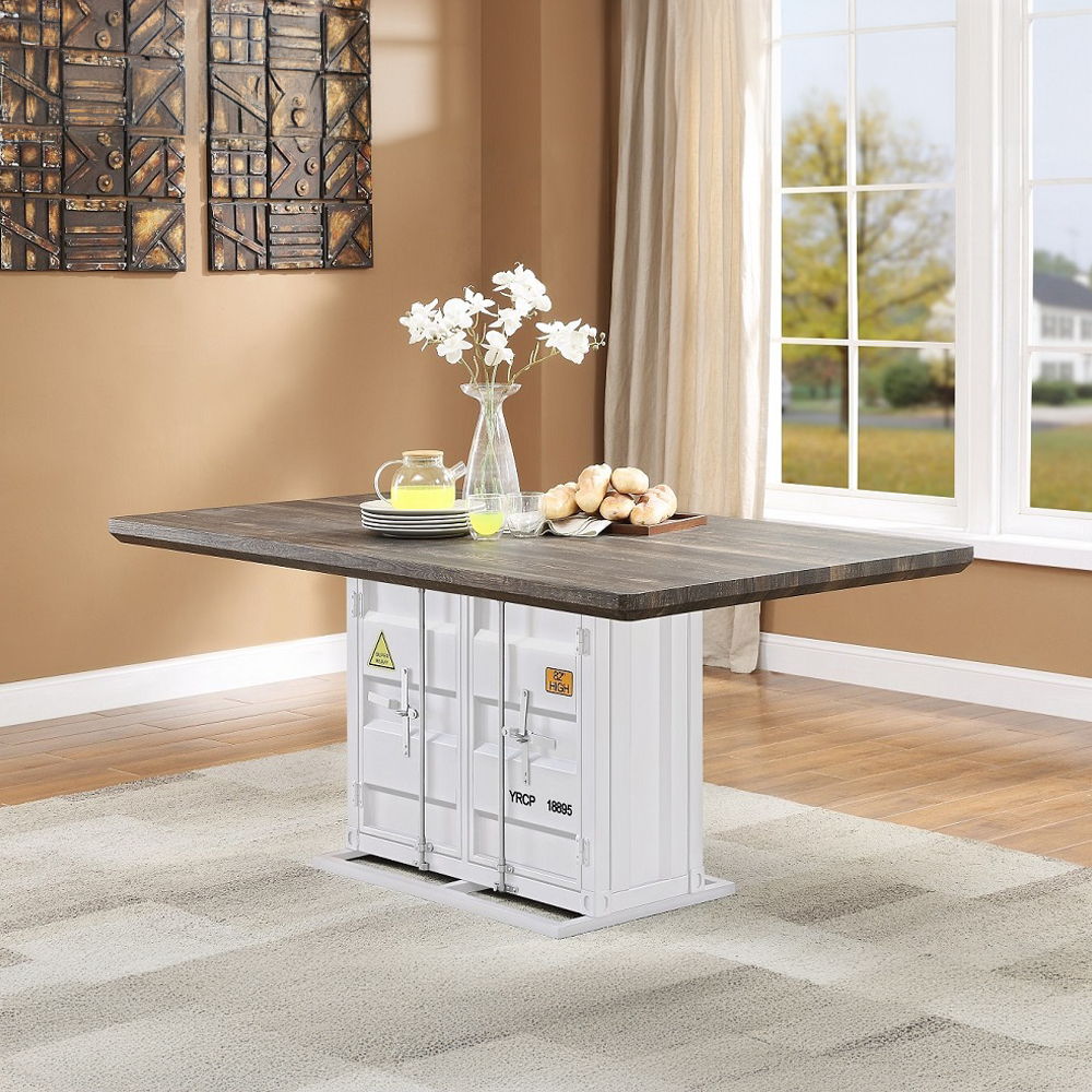 Cargo - Dining Table - Antique Walnut & White, white