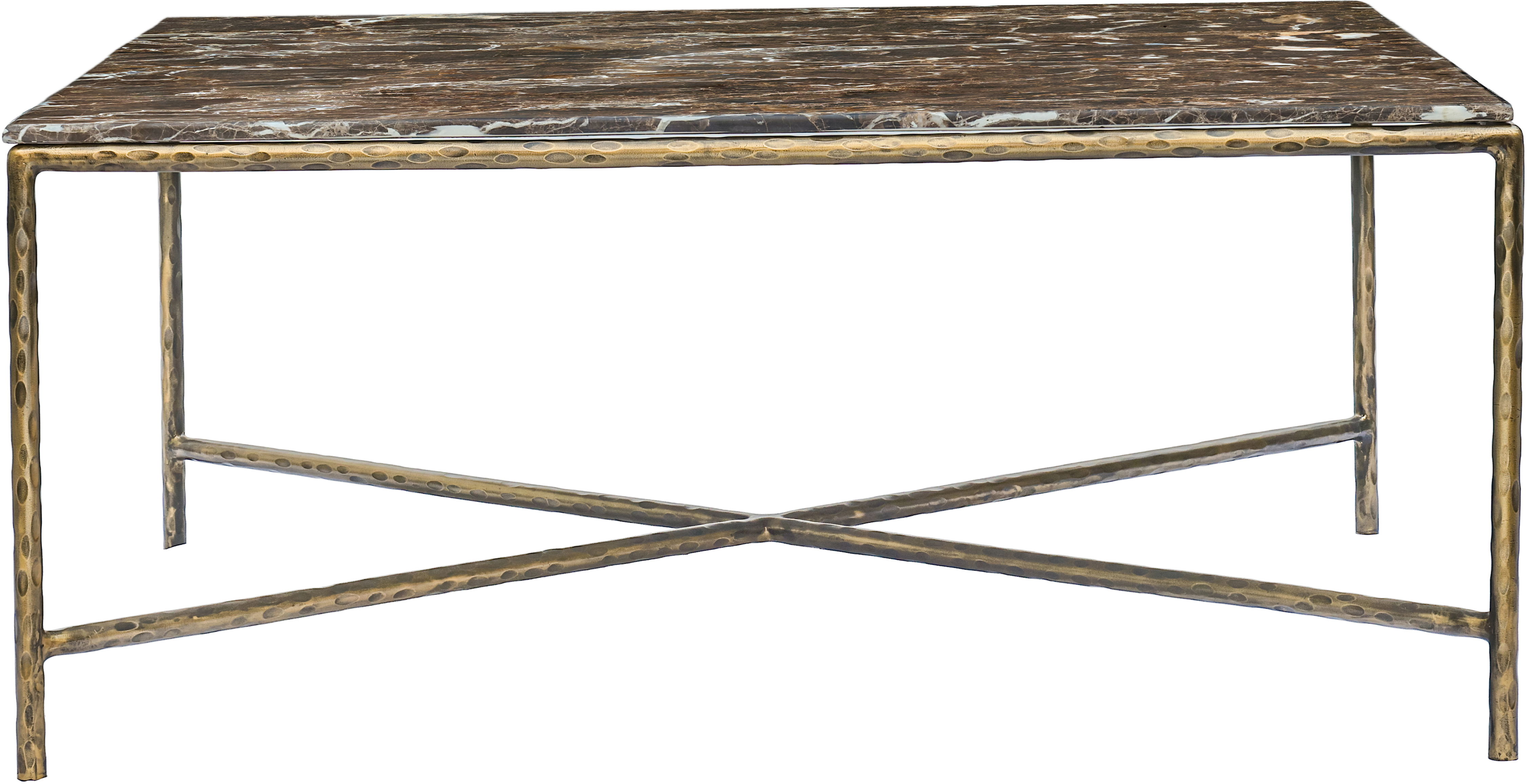 Valen - Marble And Iron Coffee Table - Brown