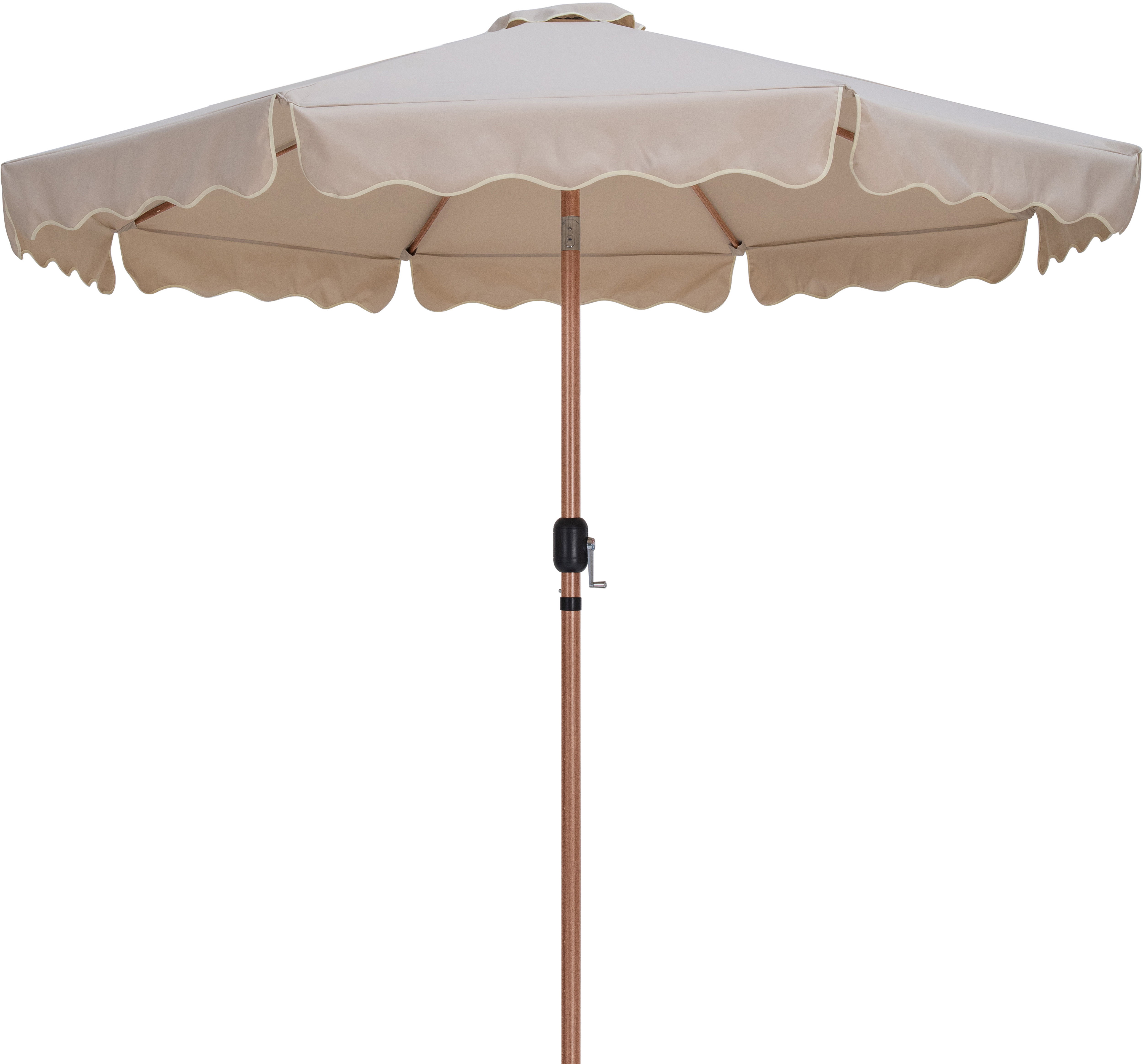 Amalfi - Fabric With Cream Piping Aluminum Patio Umbrella with Base - Beige / Matte White