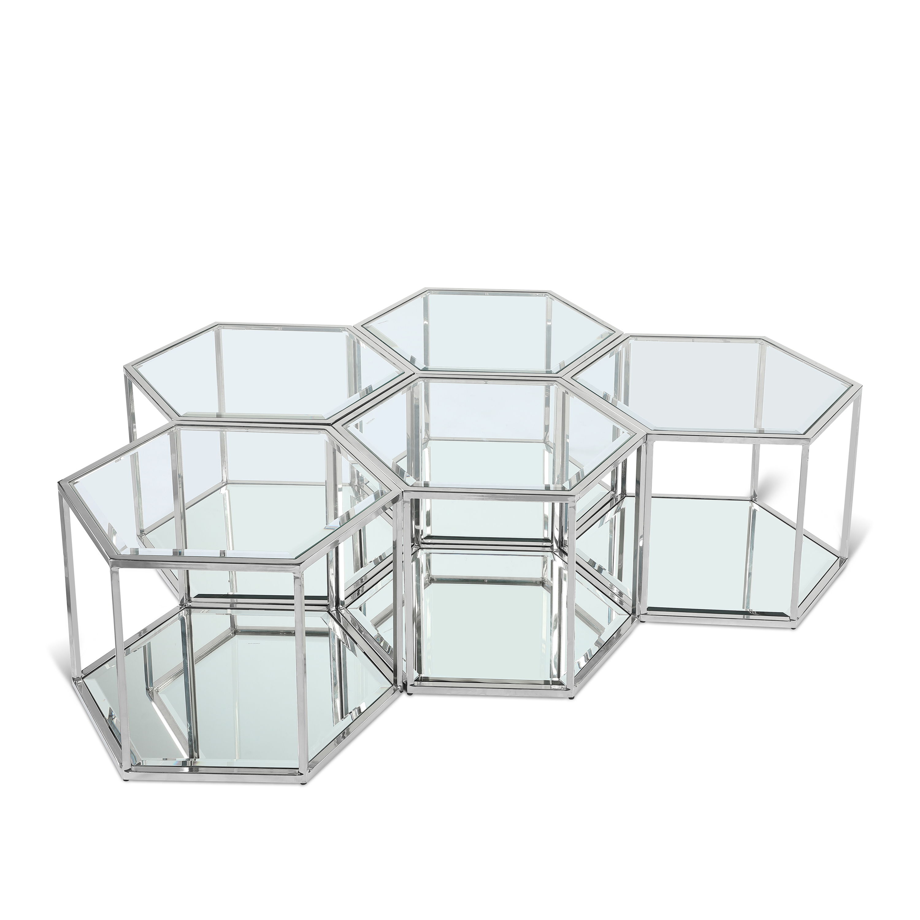 Sei - Coffee Table 5 Piece - Pearl Silver