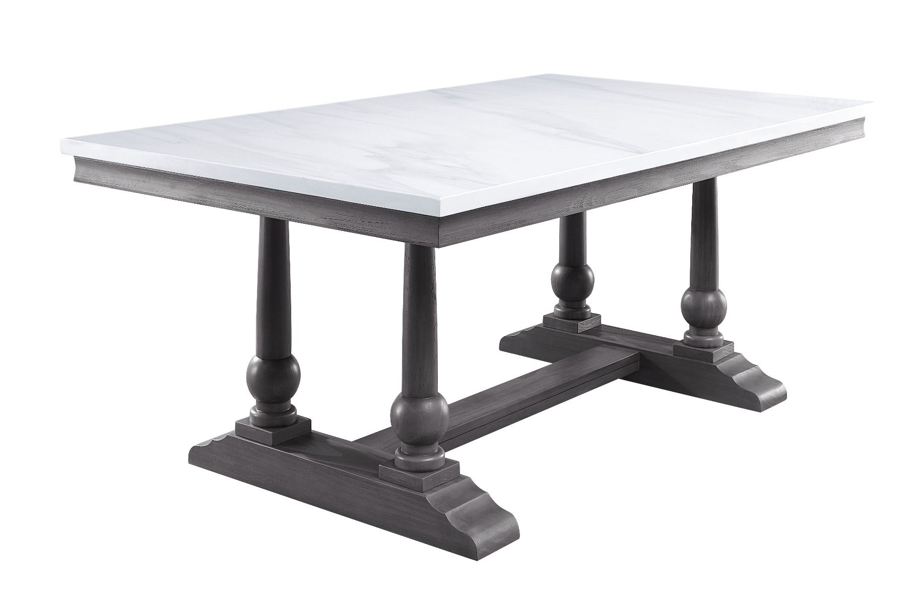 Yabeina Dining Table Marble Top & Gray Oak Finish New Lots Furniture Online Store