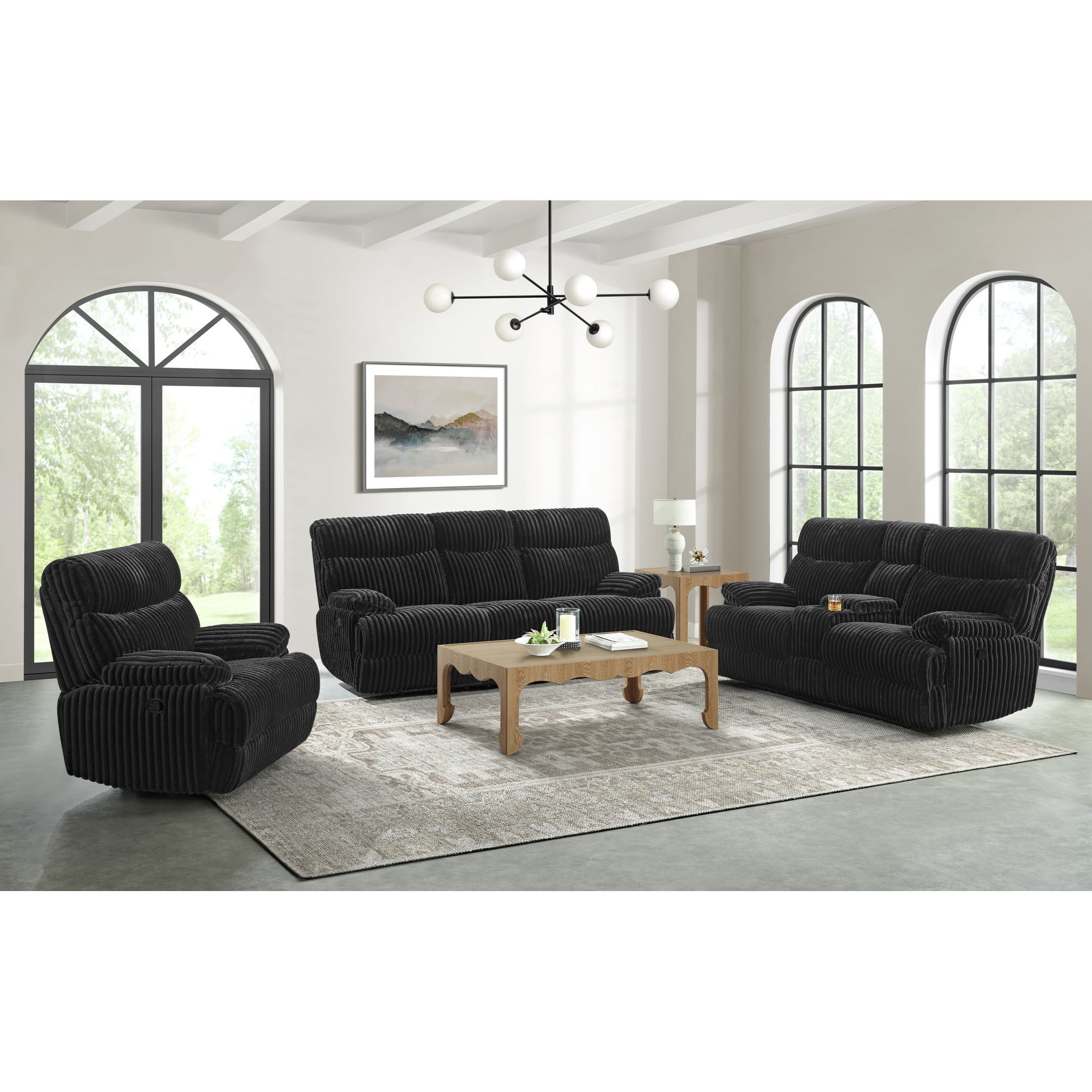 Admiral - 3 Piece Living Room Set (Sofa, Loveseat & Recliner) - Black Image