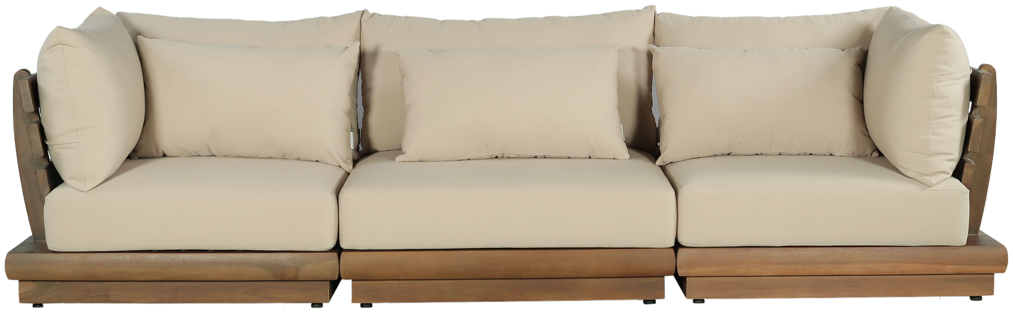 Mirella - 3 Piece Water Resistant Fabric 113" Outdoor Patio Modular Sofa - Tan