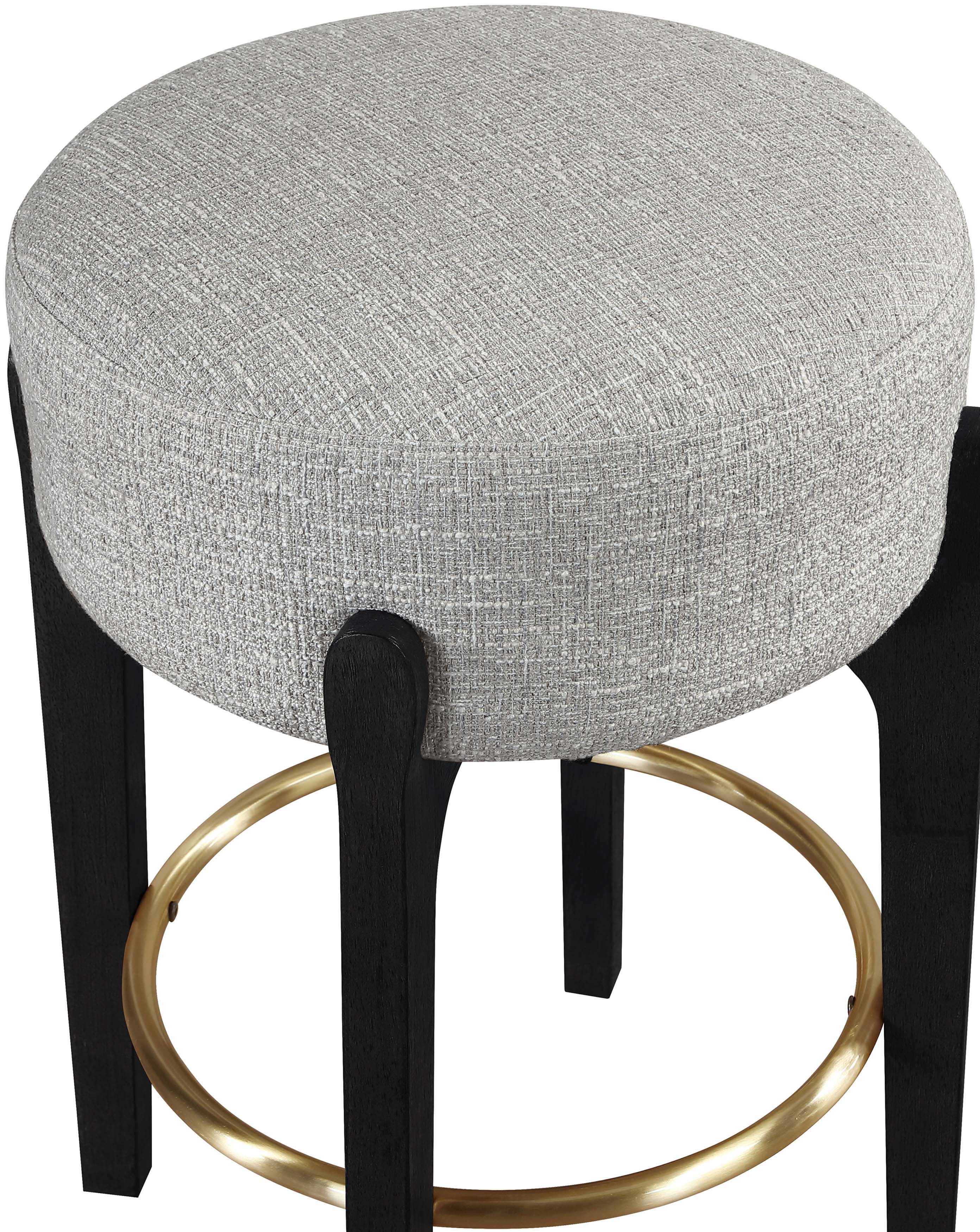Torino - Fabric Upholstered Backless Counter Stool (Set of 2) - Gray / Brushed Black