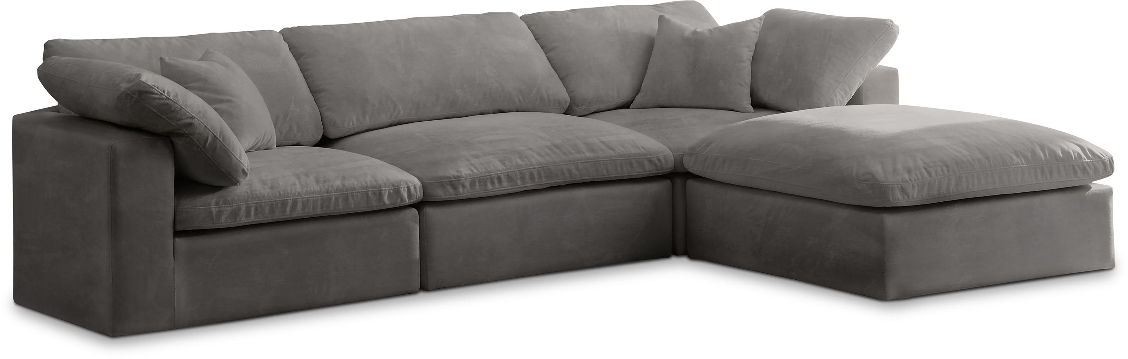 Cozy - 4 Piece Modular Sectional With Chaise - Gray