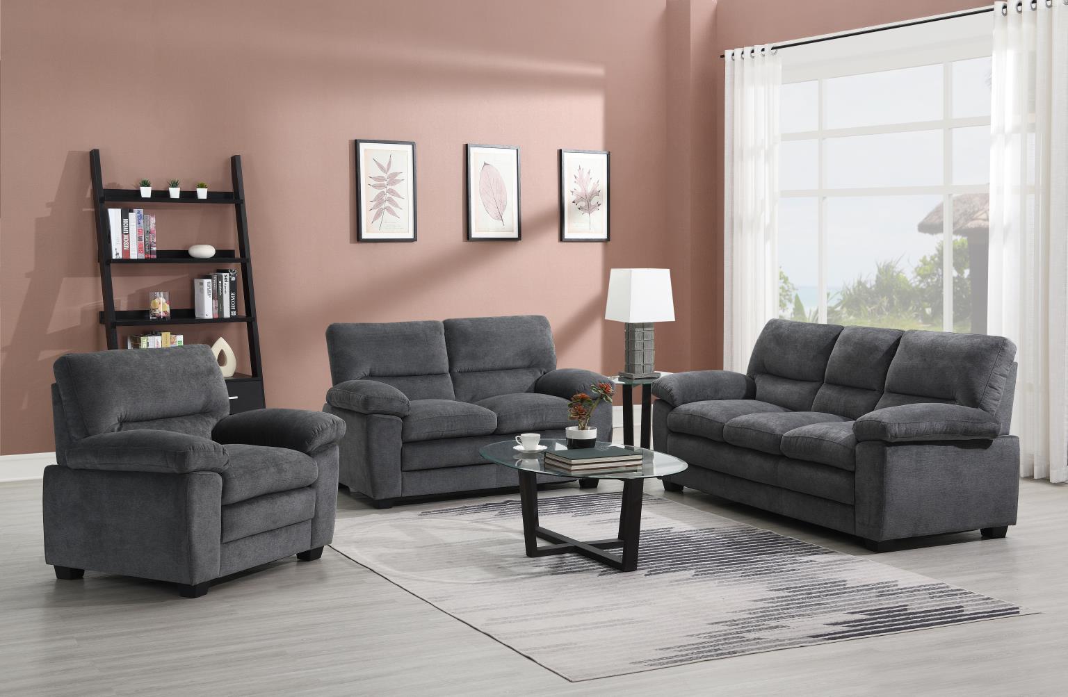 U530 - 2 Piece Living Room Set (Sofa & Loveseat) - Dark Gray