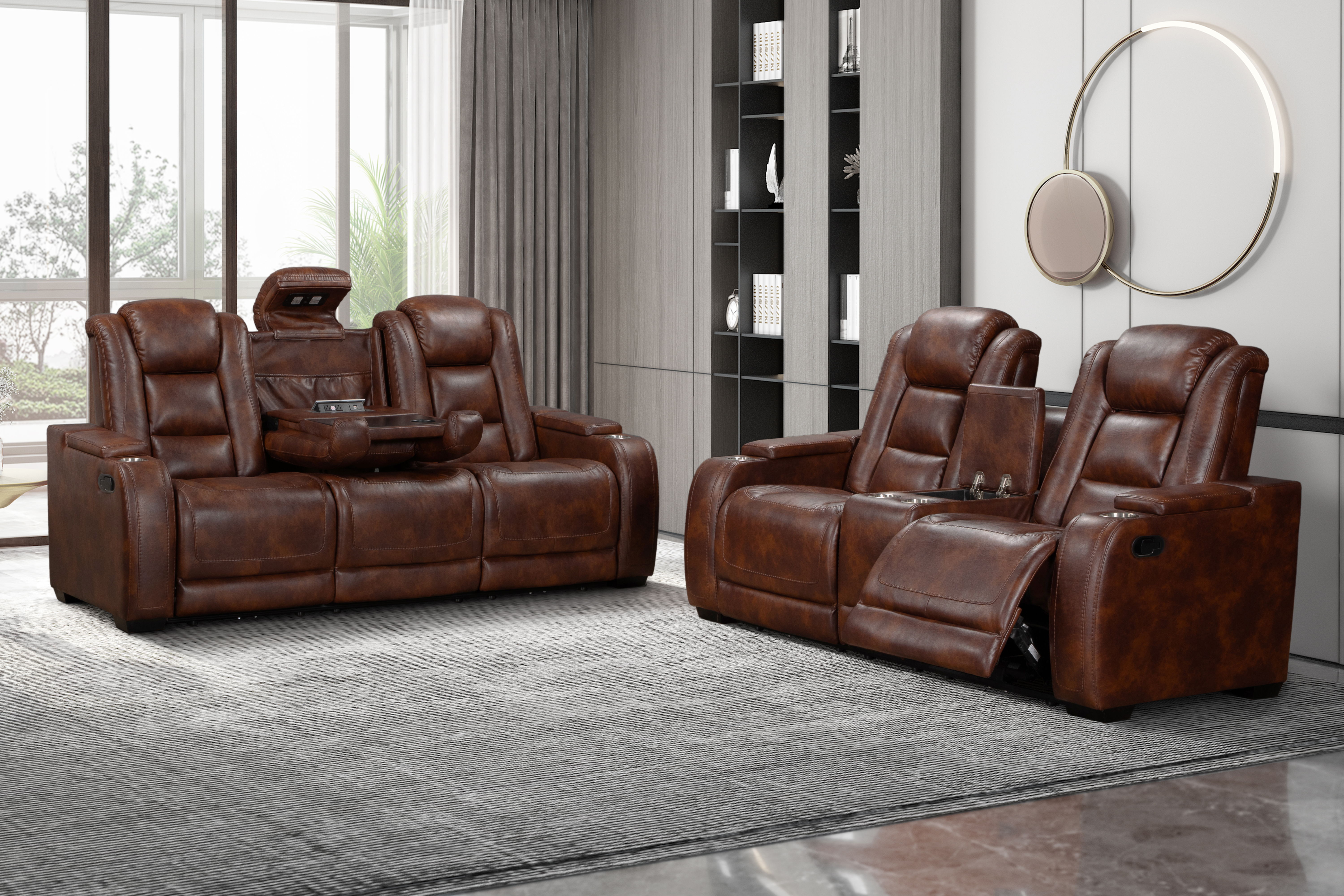 Chester - 2 Piece Manual Sofa & Loveseat - Brown