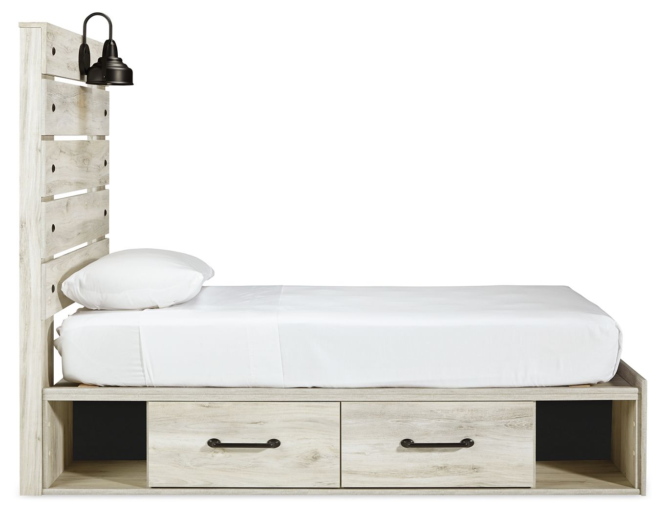 Ashley Furniture Cambeck - Twin Panel Bed With Side Storage Drawers - Whitewash - Image 6