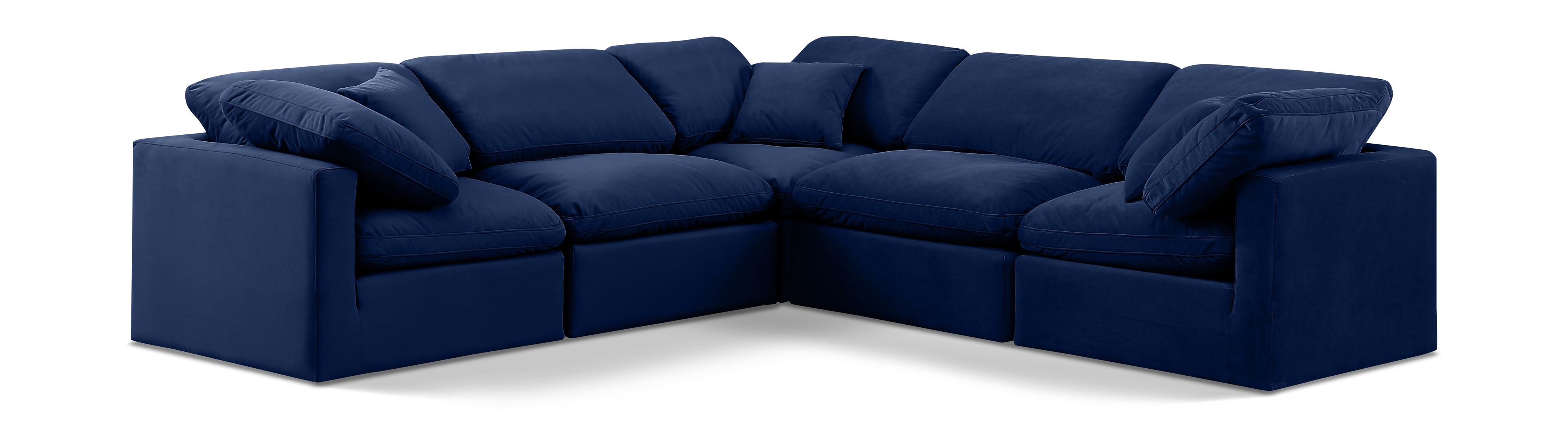 Indulge - Velvet 5 Piece Modular Corner Sectional - Blue