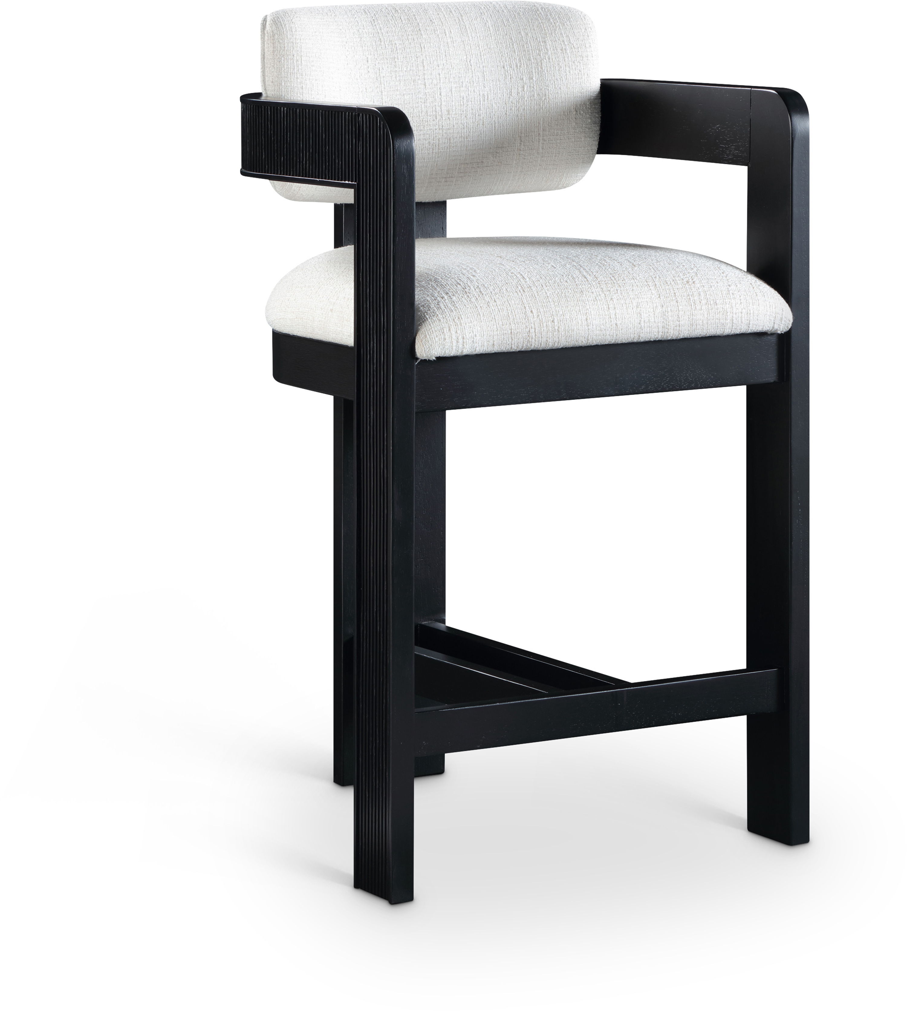 Sacha - Linen Stool With Black Base - Cream