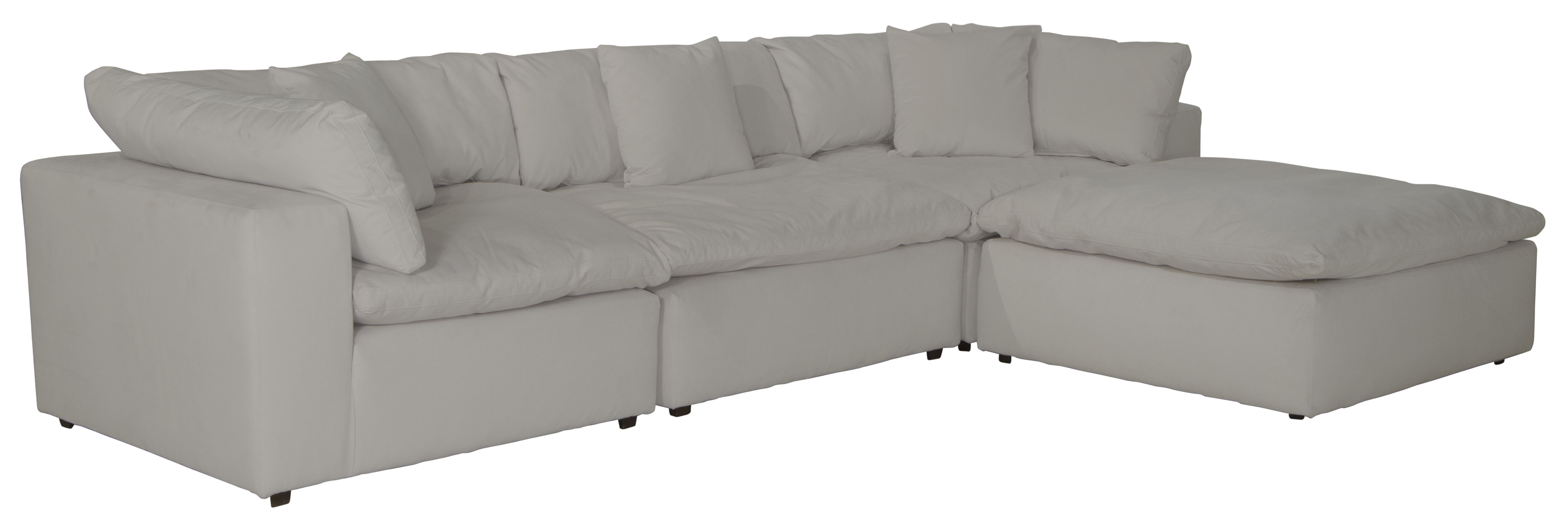 Posh - 4 Piece Modular Sectional With 1 Armless, 2 Corners, 1 Cocktail Ottoman - Dove Image