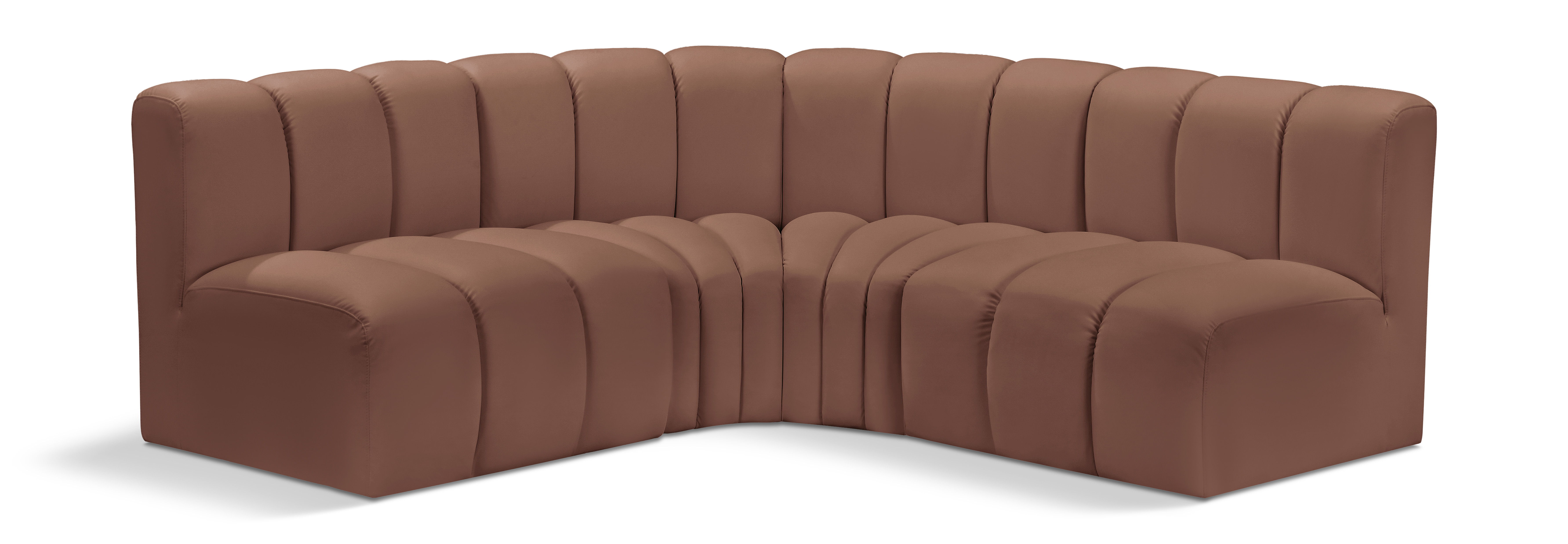 Arc - Faux Leather 4 Piece Corner Modular Sofa - Cognac