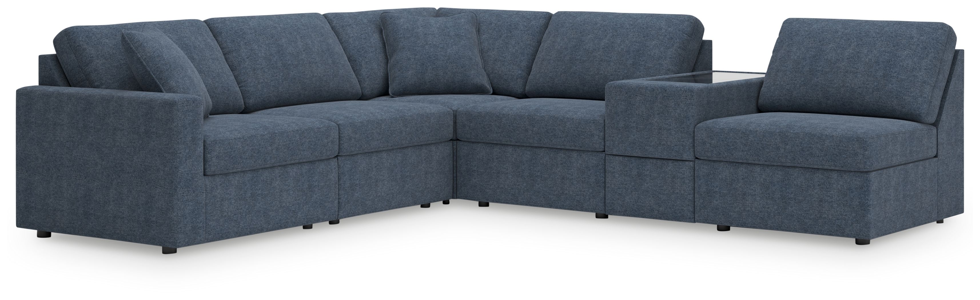 6 Pc · Sectional With Storage Console And 3 Armless Chairs