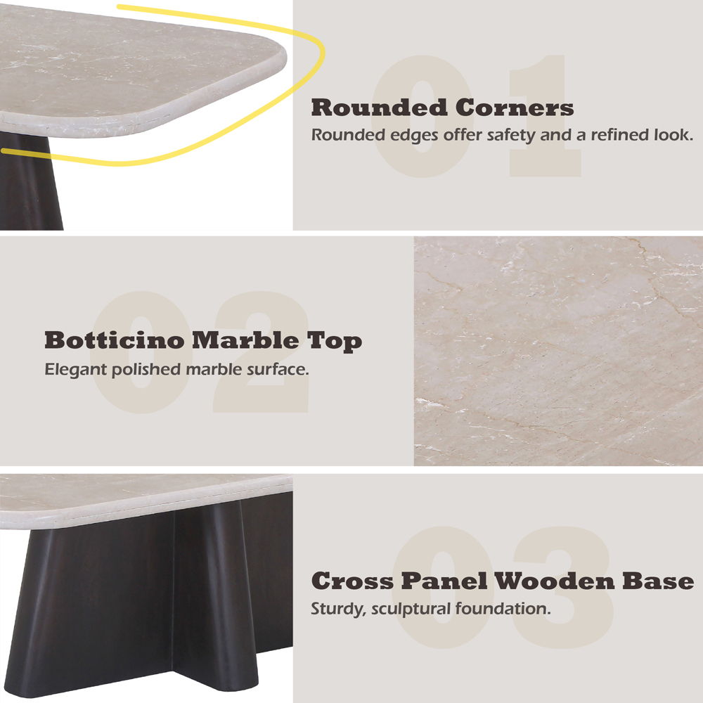 Jacory - Coffee Table With Bottocino Marble Top - Espresso, dark brown