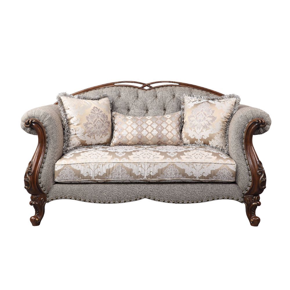 Miyeon - Loveseat With 3 Pillows - Fabric & Cherry, beige, view 2