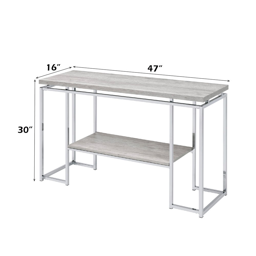 Chafik - Sofa Table - Natural Oak & Chrome, light brown, view 6