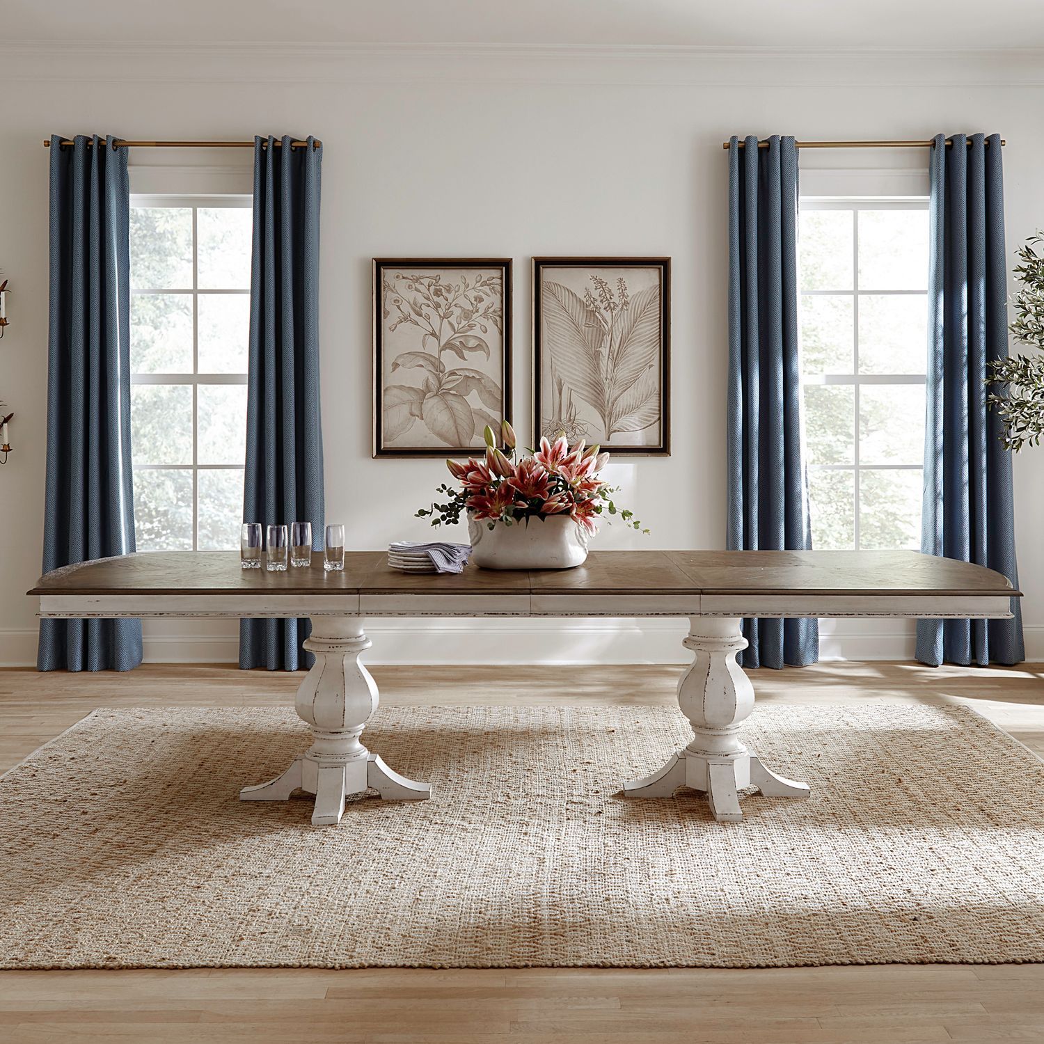 Liberty Furniture Magnolia Manor - Double Pedestal Table - White