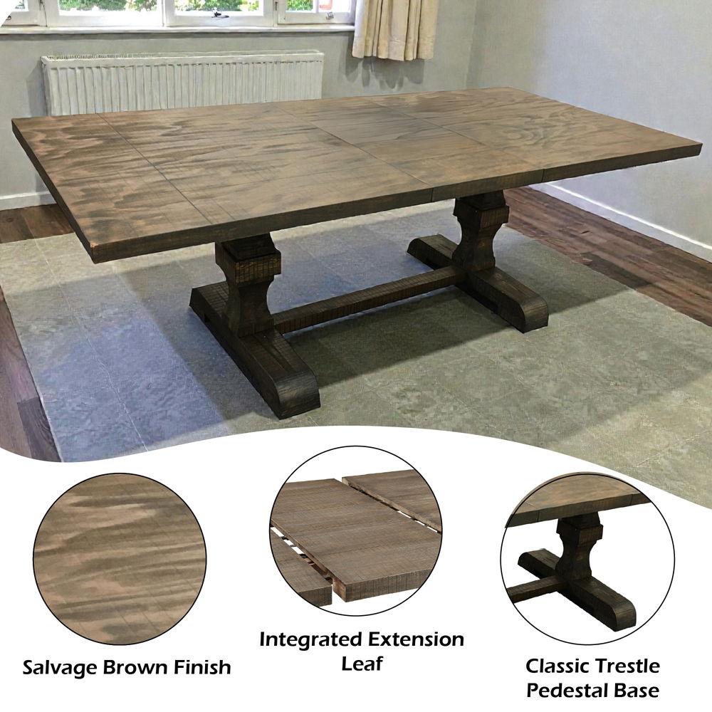 Landon - Dining Table With Leaf - Salvage Brown, dark brown, view 3