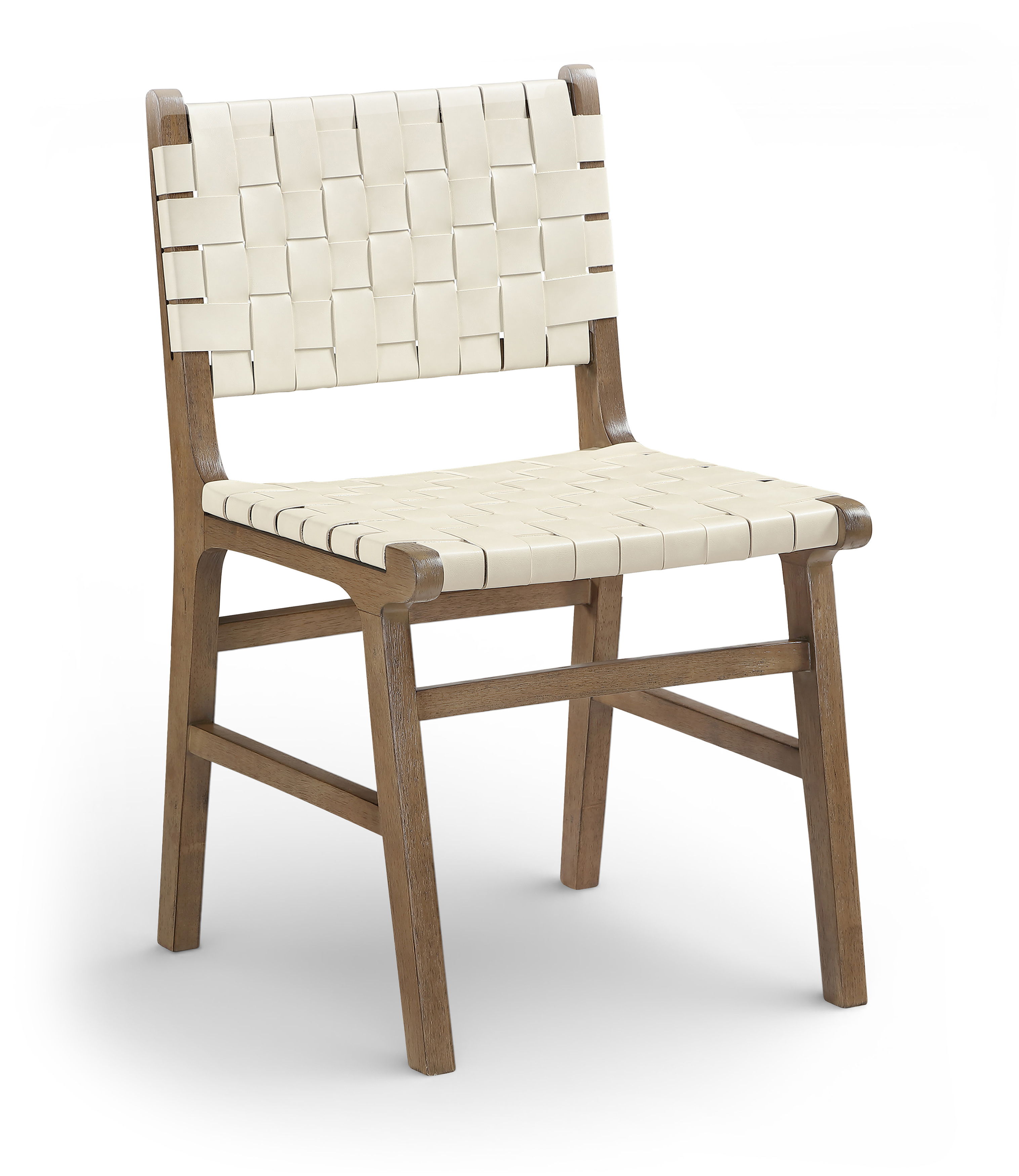 Entwine - Vegan Leather Upholstered Dining Chair - Cream / Painted Brown