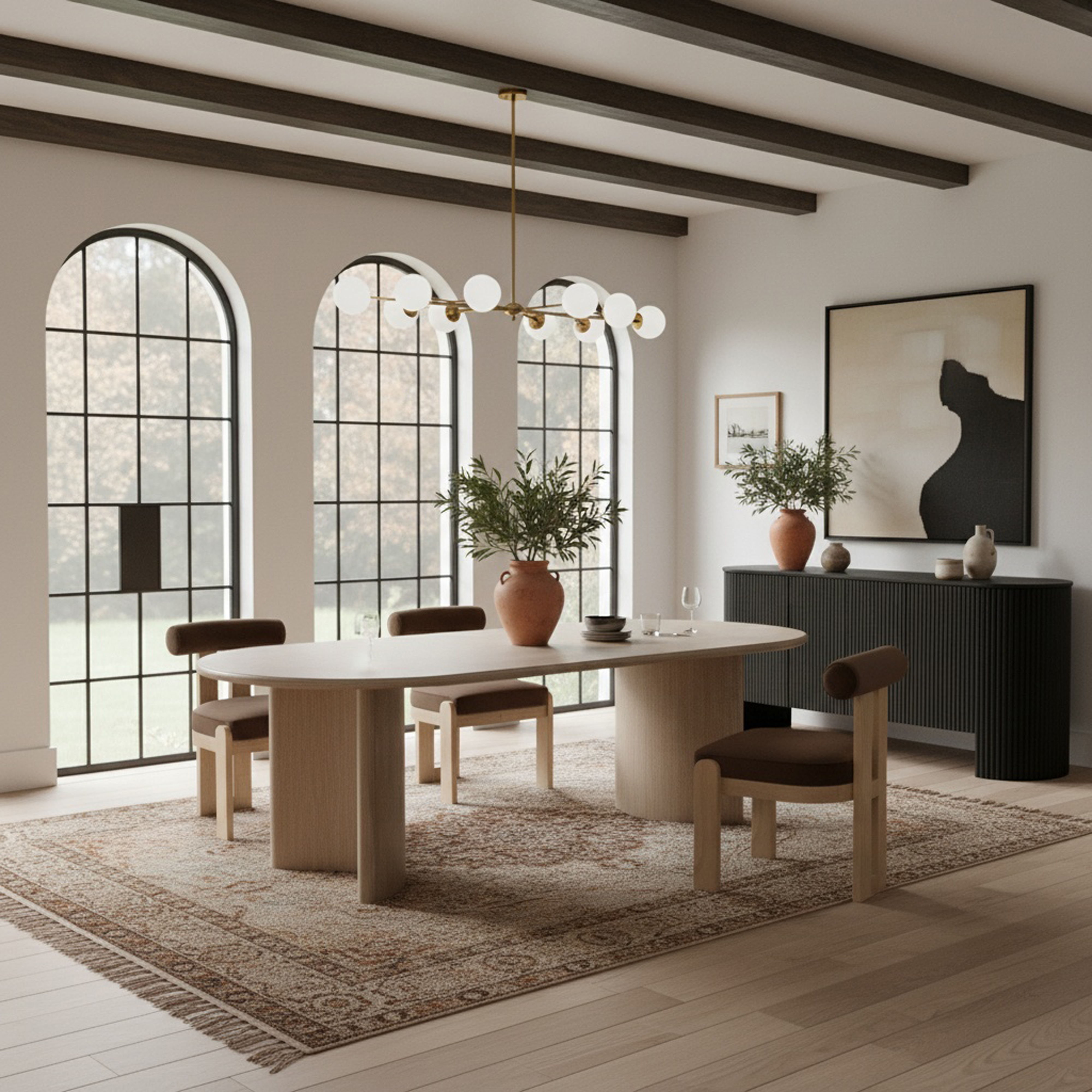 Caldra - Oak Veneer And Solid Wood Dining Table - Natural
