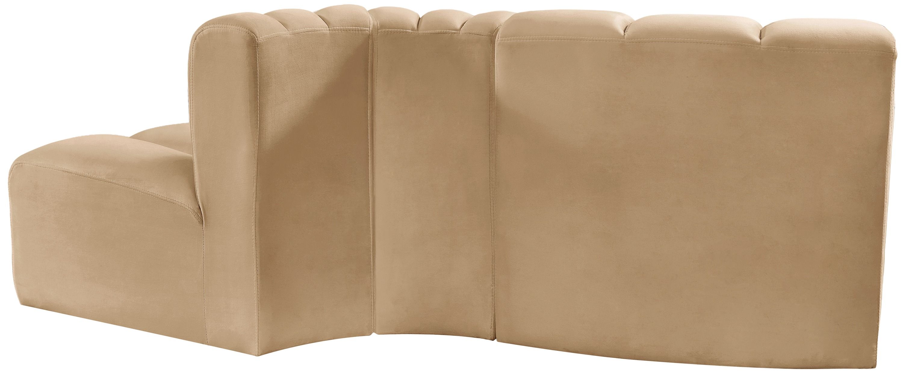 Arc - Velvet 3 Piece Modular Sofa - Camel