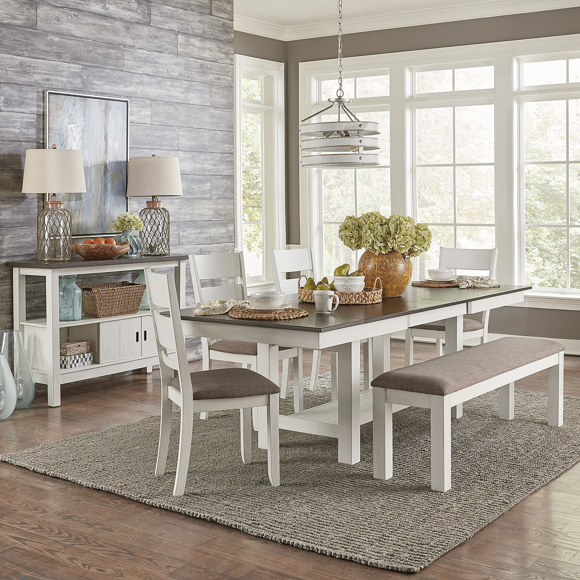 Liberty Furniture Brook Bay - 6 Piece Trestle Table Set - White