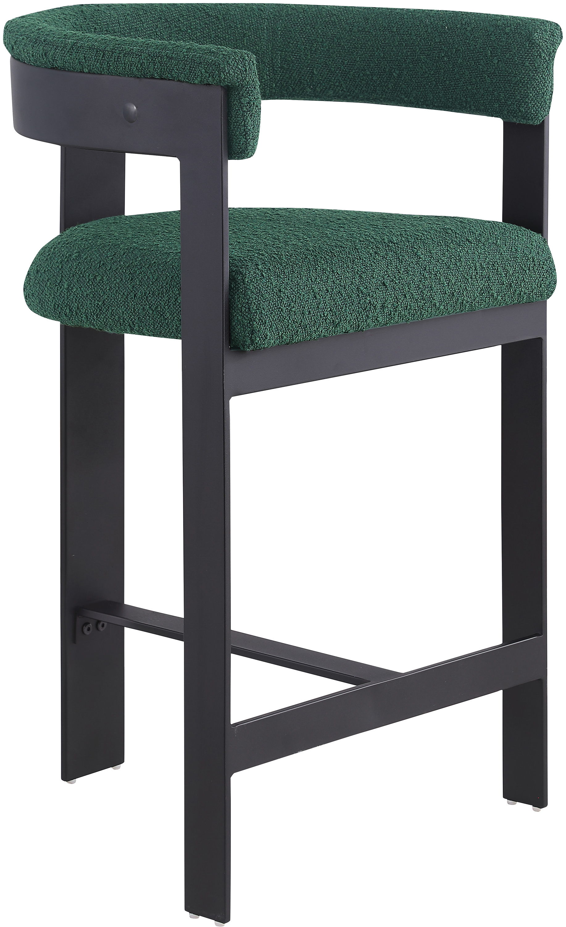 Romeo - Boucle Counter Stool With Black Base (Set of 2) - Green