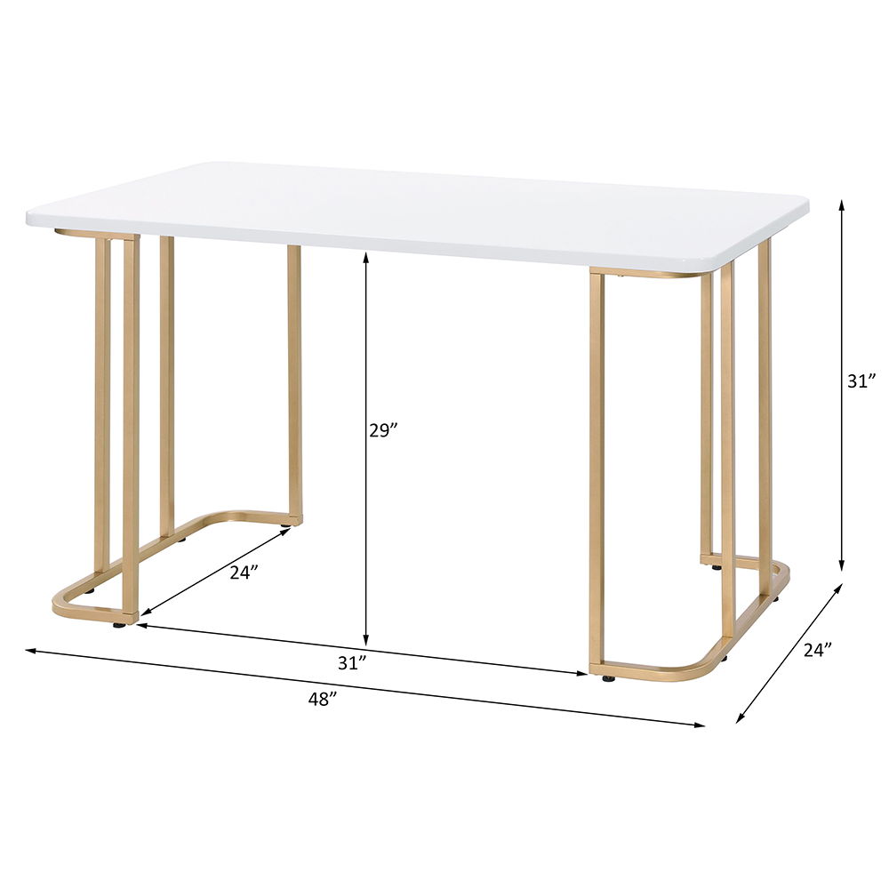 Estie - Writing Desk (Same Ac00902) - White & Gold, white, view 3