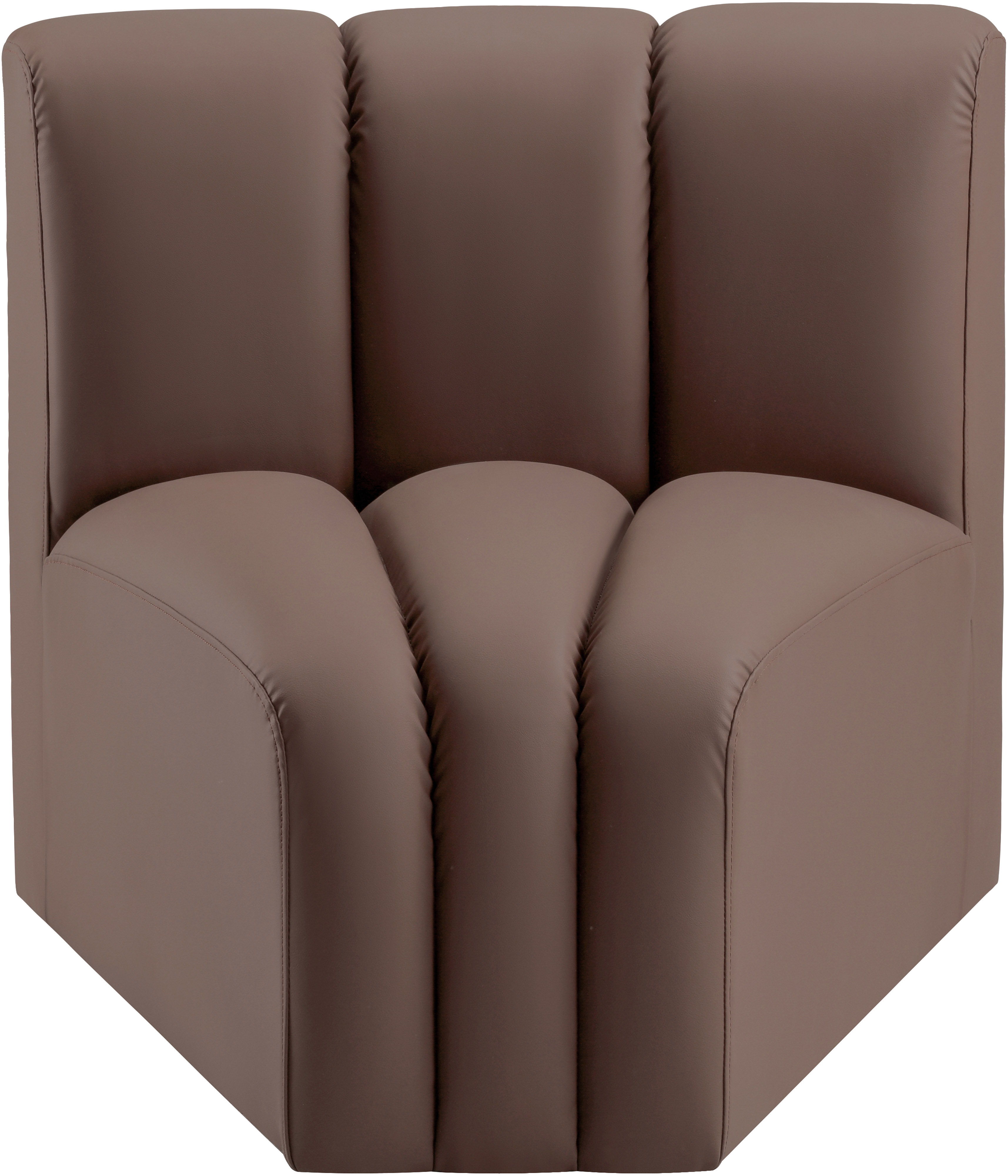 Arc - Faux Leather Curved Corner Chair - Brown
