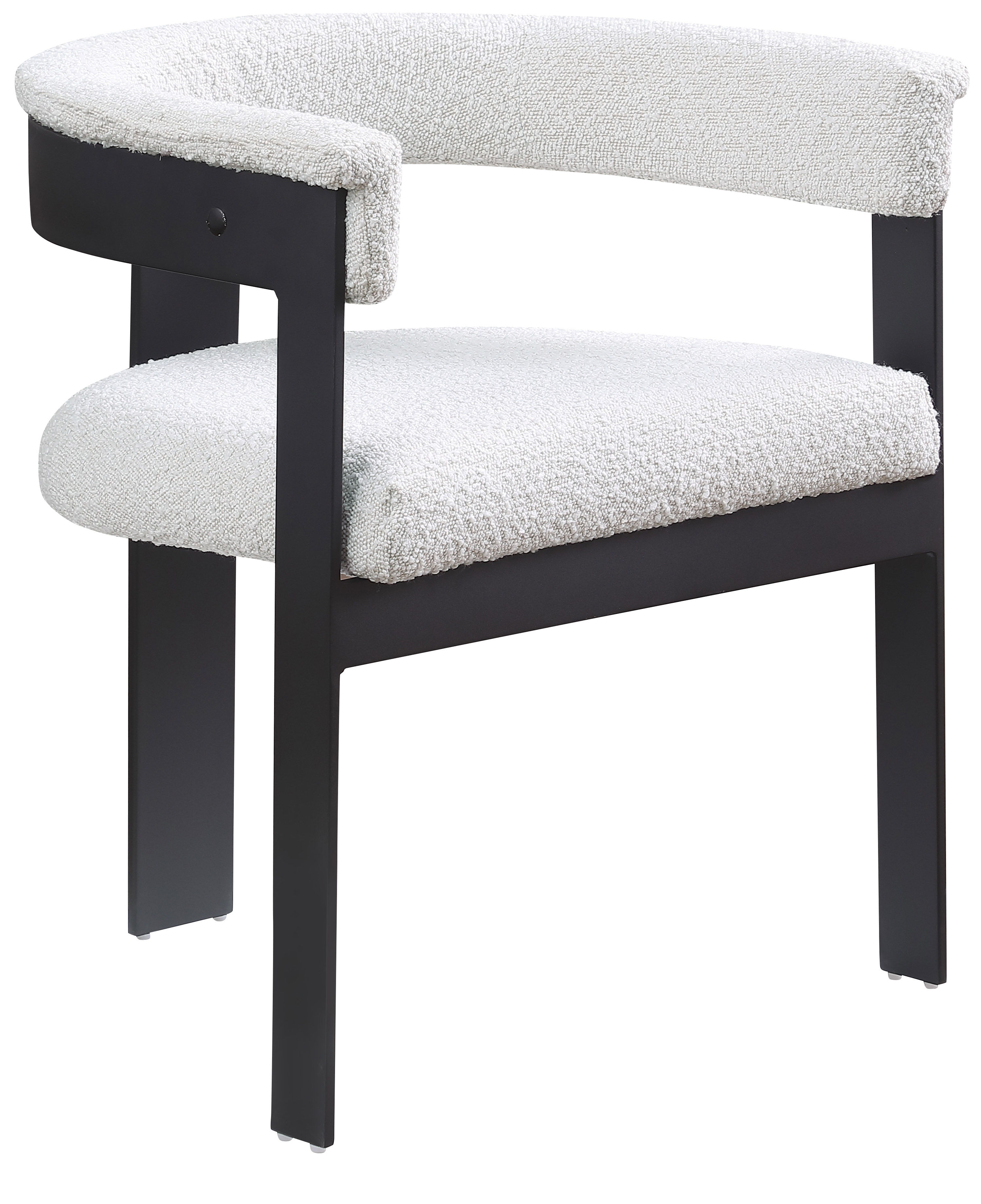 Romeo - Boucle Dining Chair With Black Base (Set of 2) - Cream
