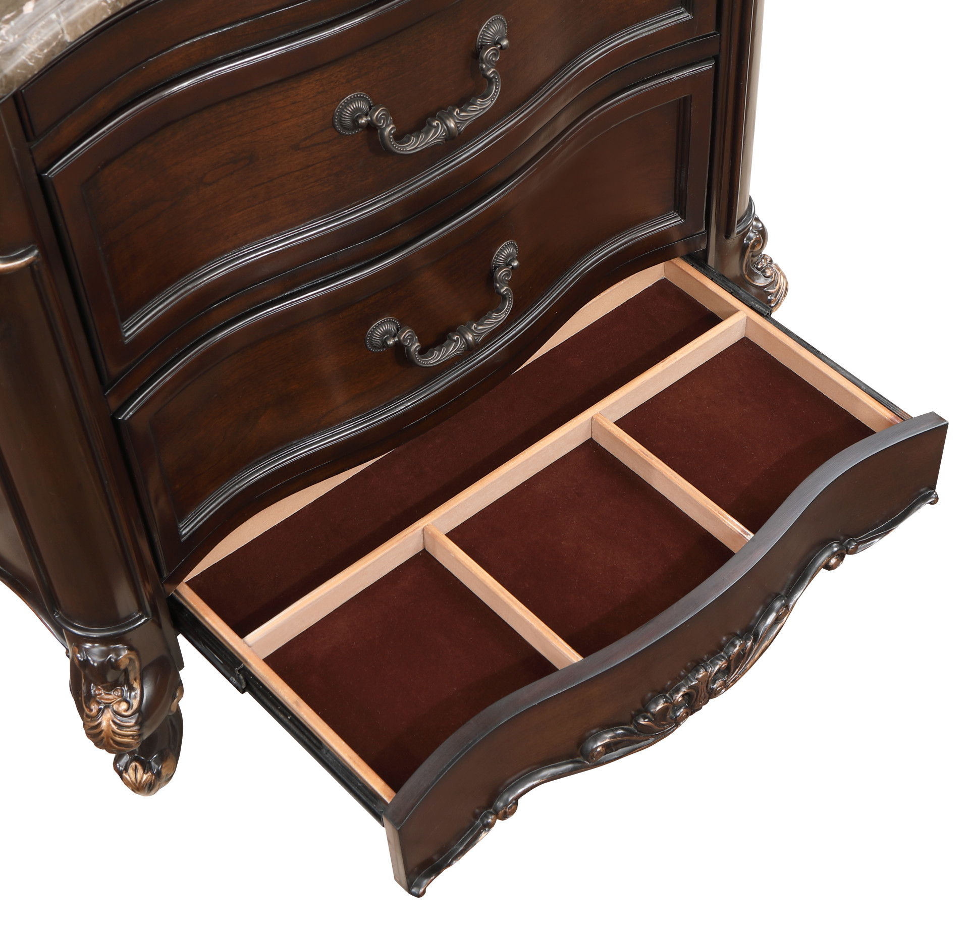 Constantine - Nightstand With Marble Top - Cherry, dark brown, view 7